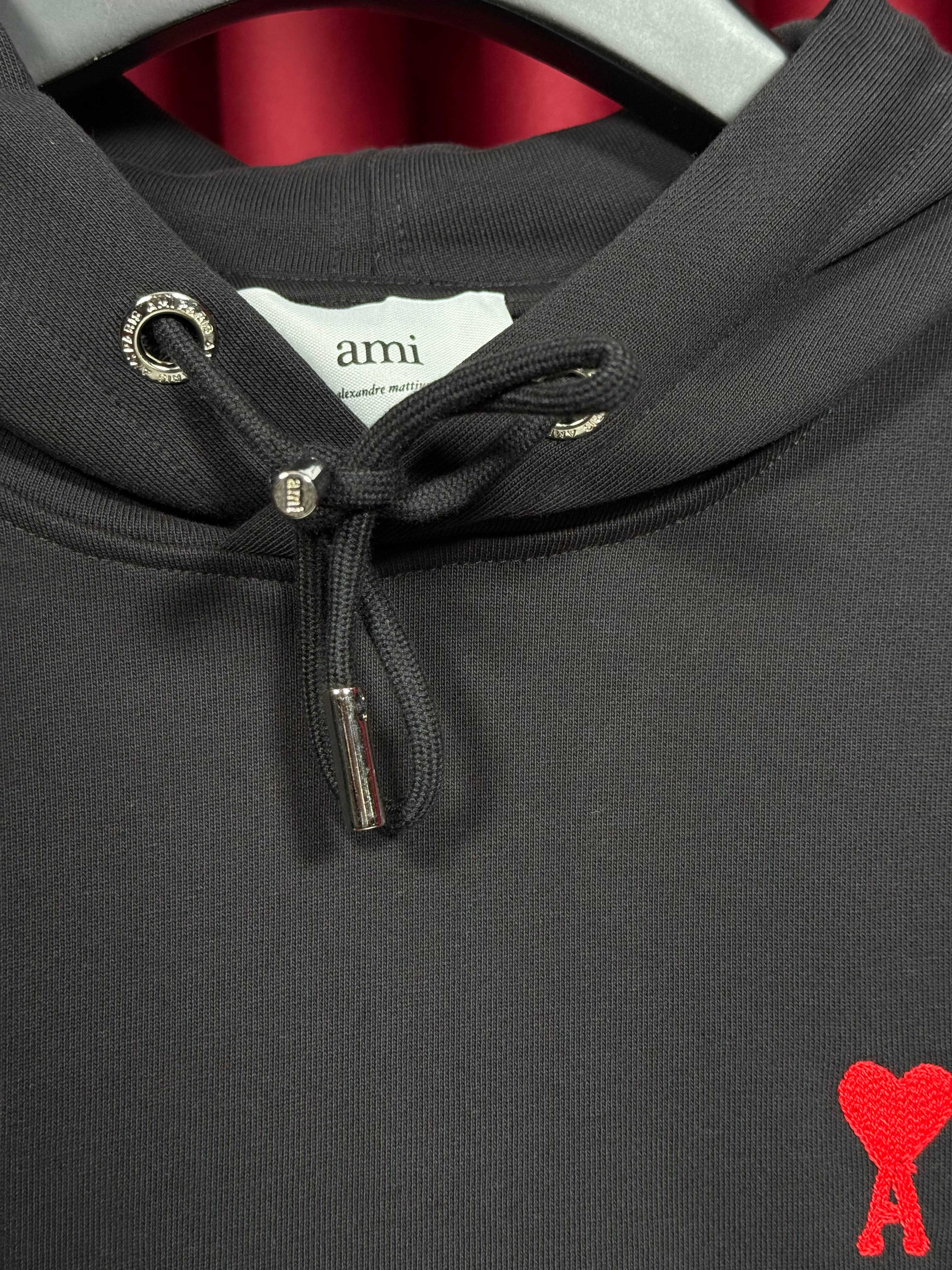 Kalp Logo Detaylı Siyah Erkek Kapşonlu Sweatshirt