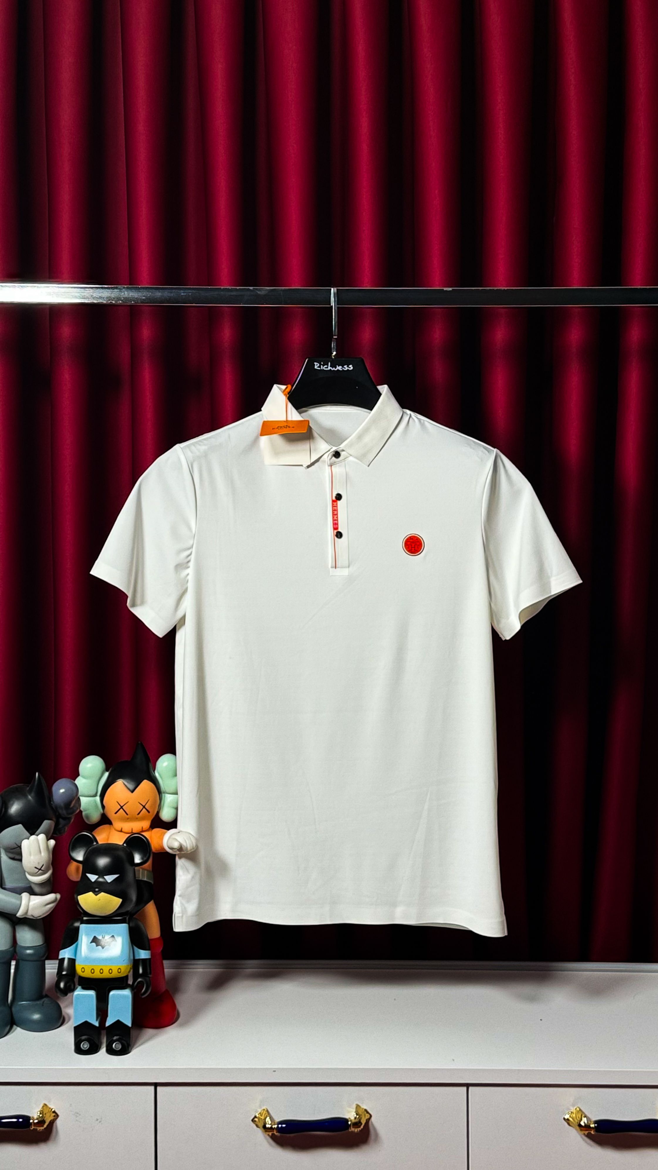 İthal Logo Detaylı Beyaz Polo Yaka T-shirt