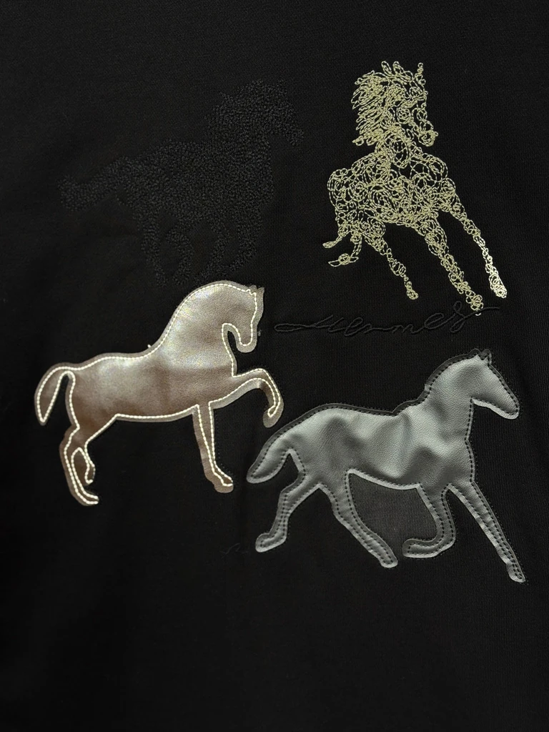 İthal Nakış İşlemeli Siyah Erkek Sweatshirt