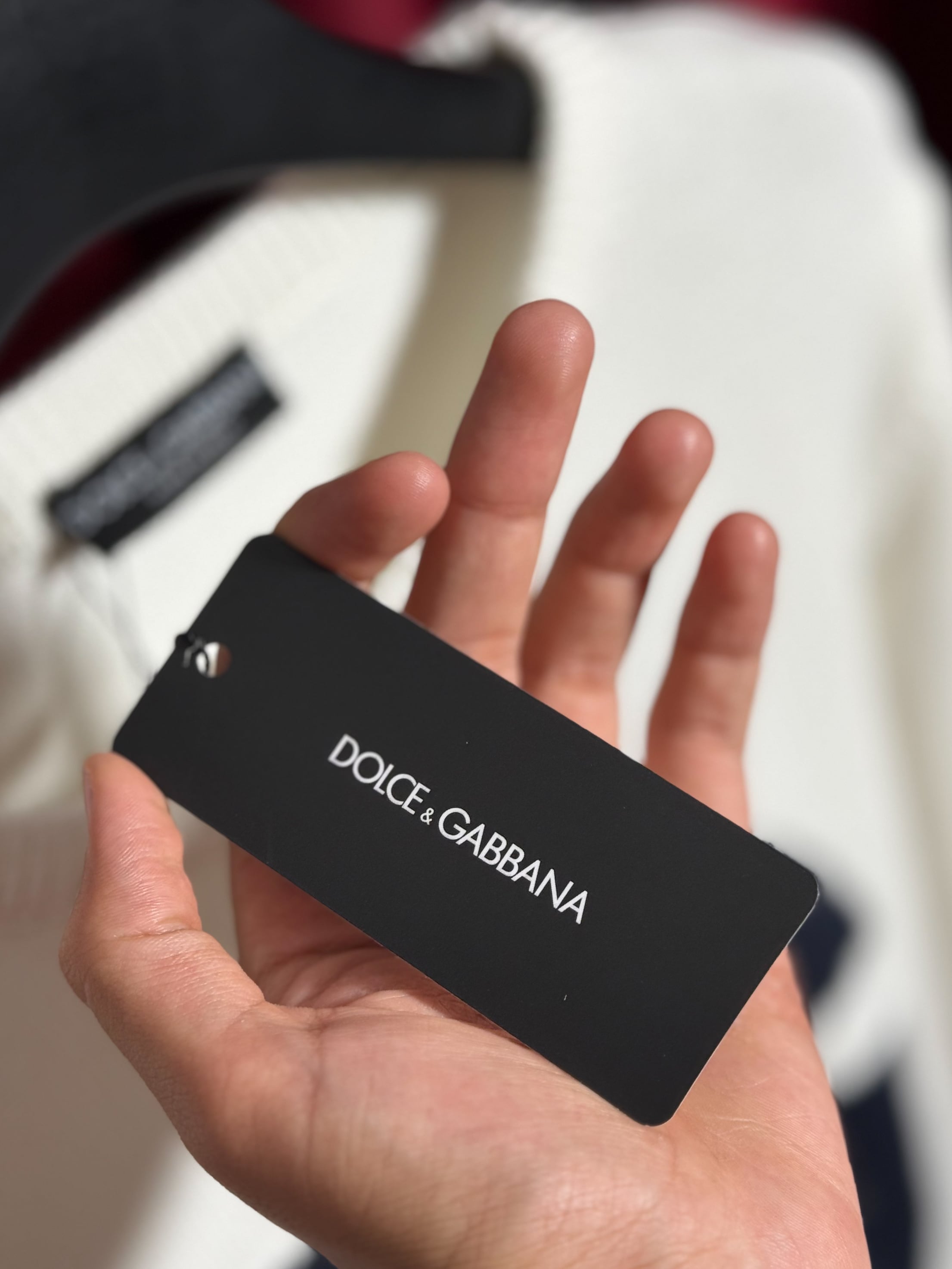 DG Nakış Logo Detaylı Beyaz Erkek Triko Kazak