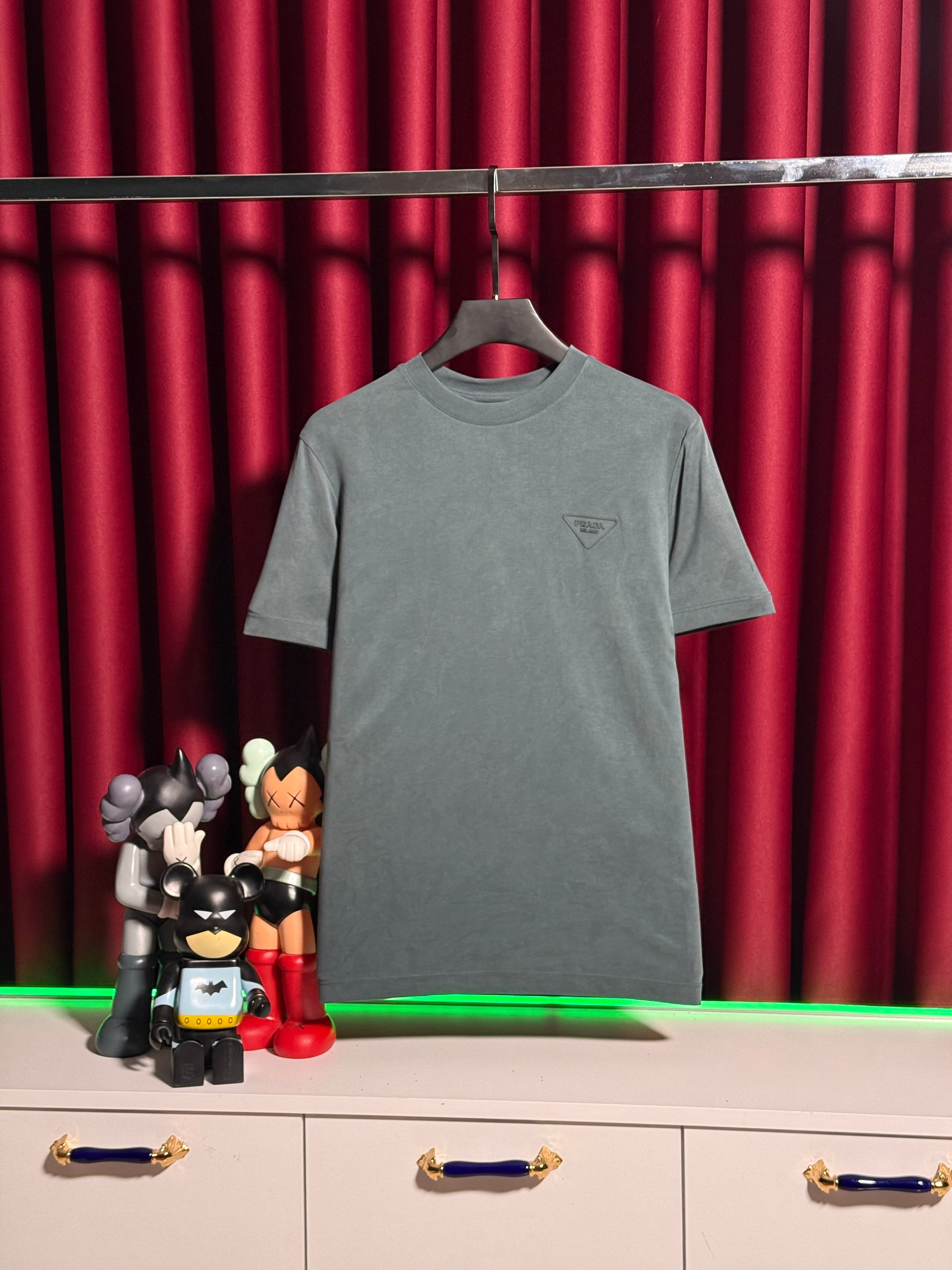 İthal Merserize Haki Logo Detaylı T-shirt
