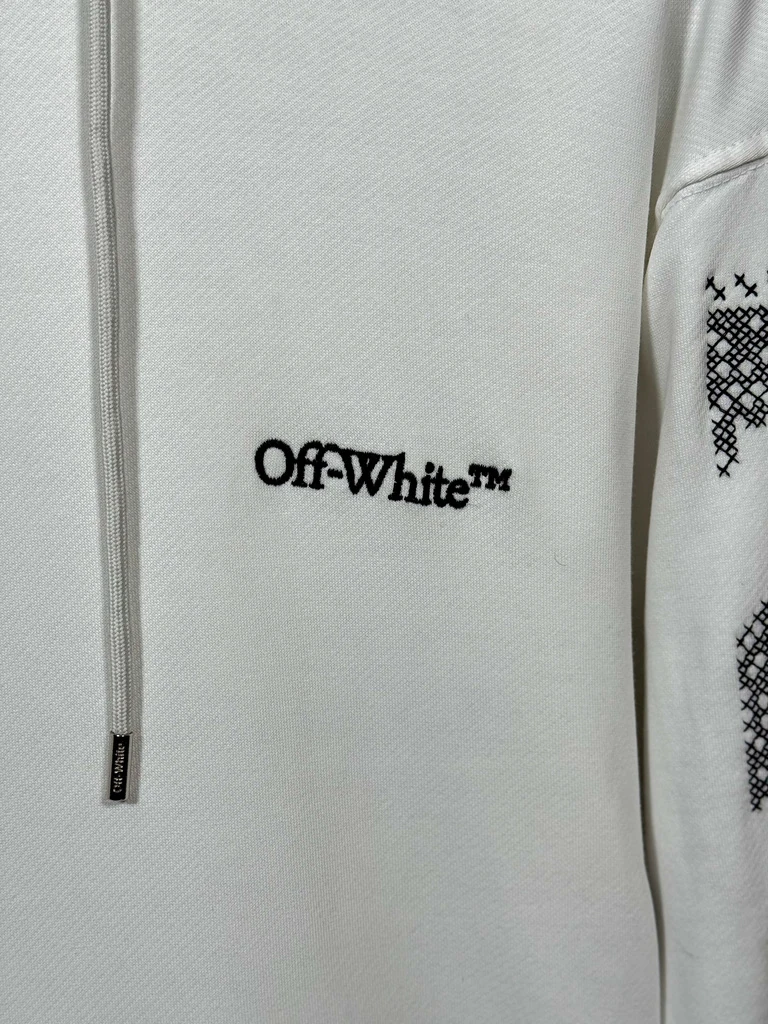 Beyaz Stripe Detaylı Oversize Hoodie