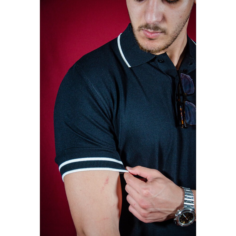 Nakış Logo Detaylı Siyah Erkek Polo T-shirt NW