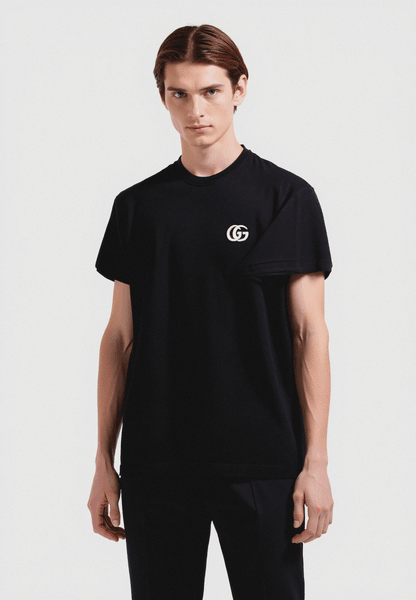GG Nakış Logo Detaylı Siyah Erkek T-shirt