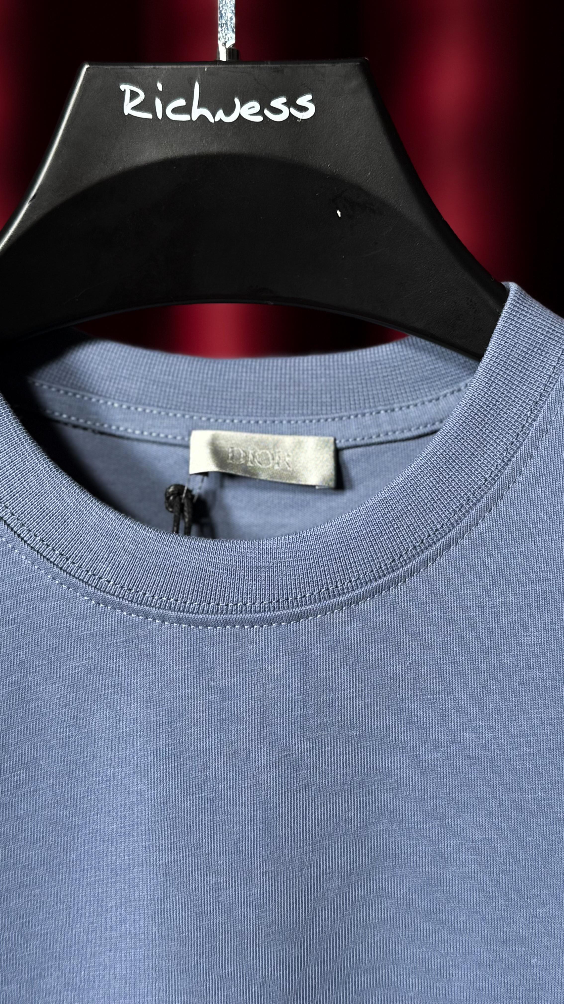 Nakış Logo Detaylı Mavi Erkek T-shirt