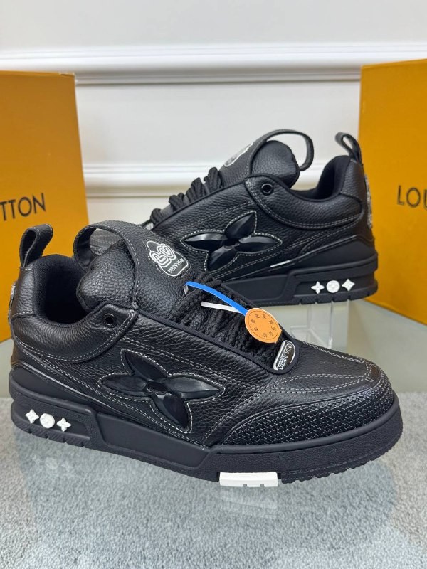 Siyah Logo Detaylı Erkek Deri Sneakers