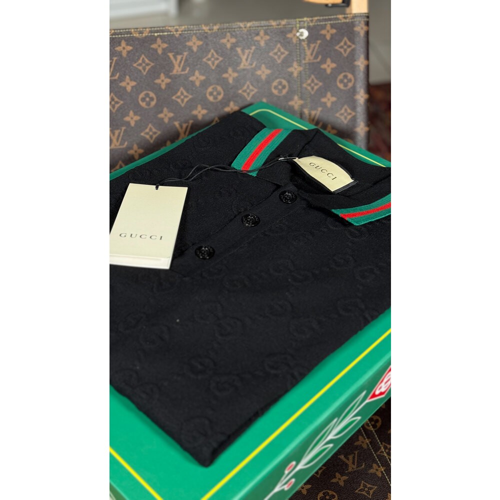 Monogram Nakış Detaylı Siyah Polo T-shirt NW