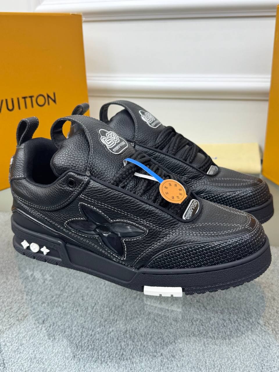 Siyah Logo Detaylı Erkek Deri Sneakers