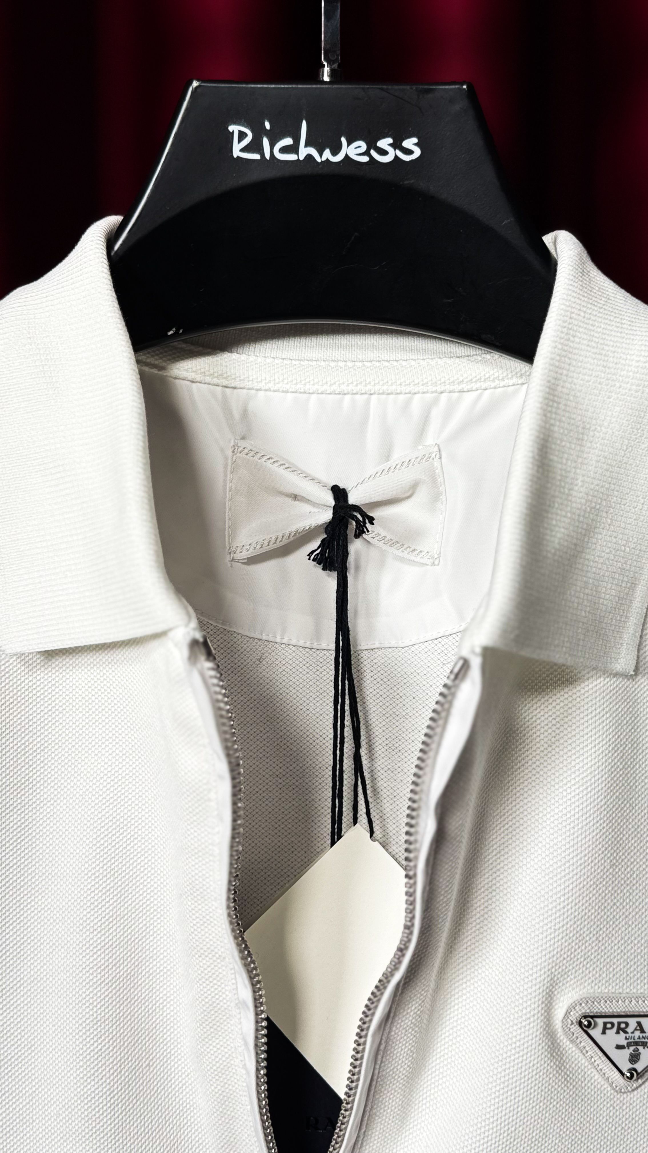 Yarım Fermuarlı Beyaz Erkek Polo T-shirt