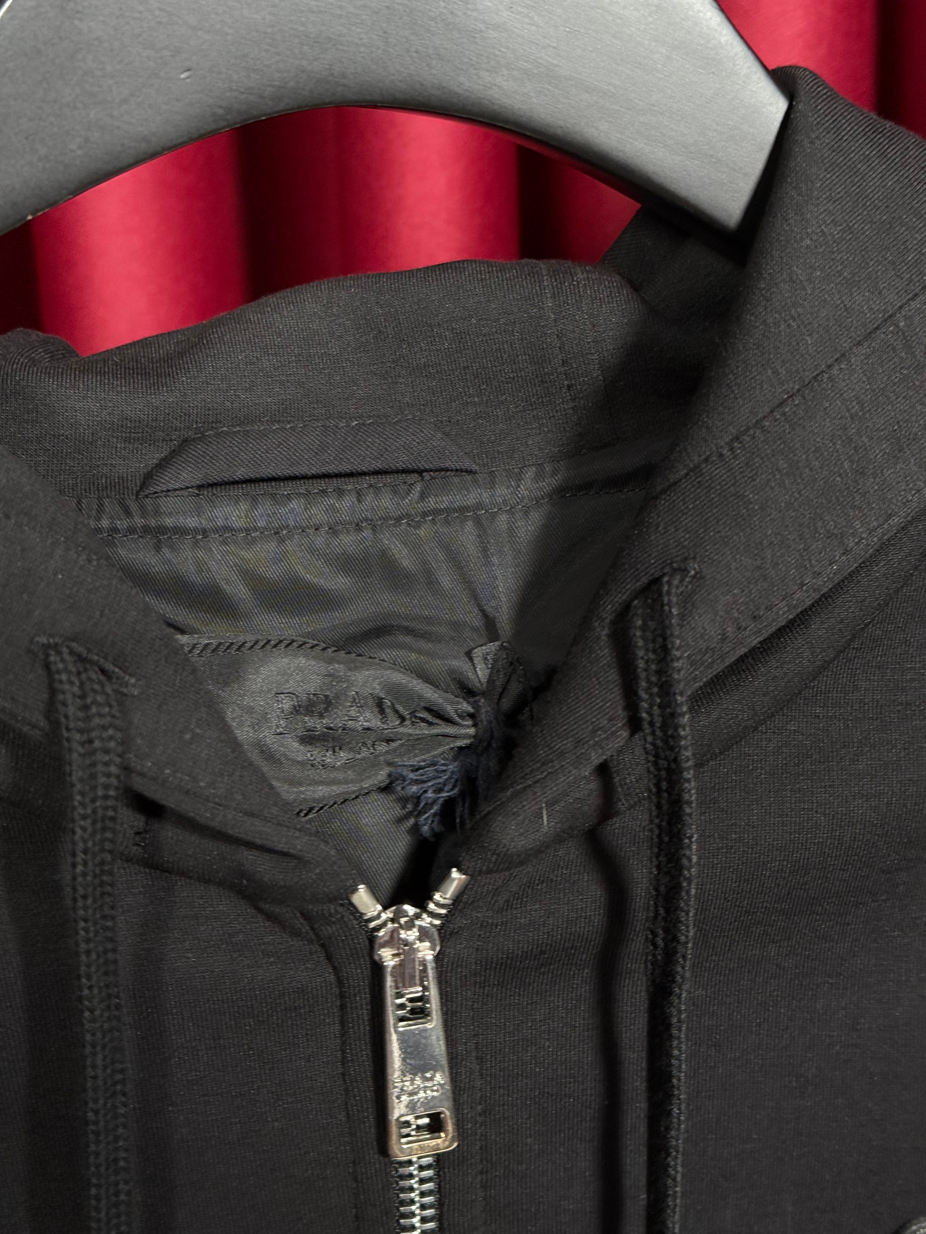 Tam Fermuarlı Metal Logo Detaylı Siyah Erkek Sweatshirt