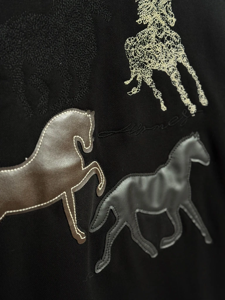 İthal Nakış İşlemeli Siyah Erkek Sweatshirt