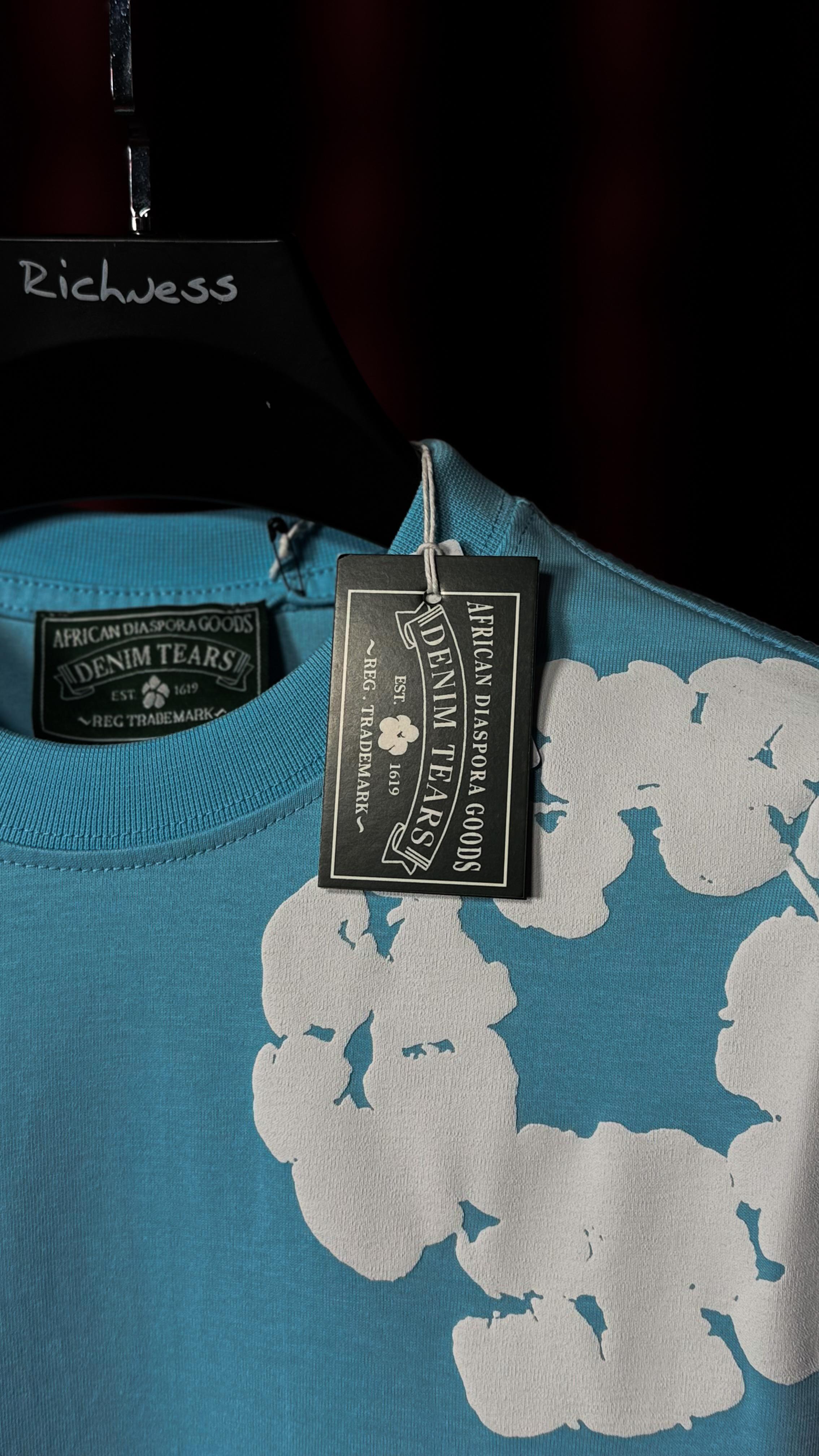 Oversize Baskı Detaylı Mavi Erkek T-shirt