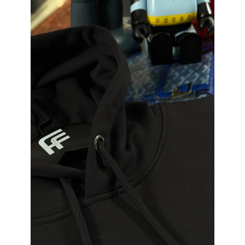 Kalp Logo Detaylı Siyah Erkek Kapşonlu Sweatshirt
