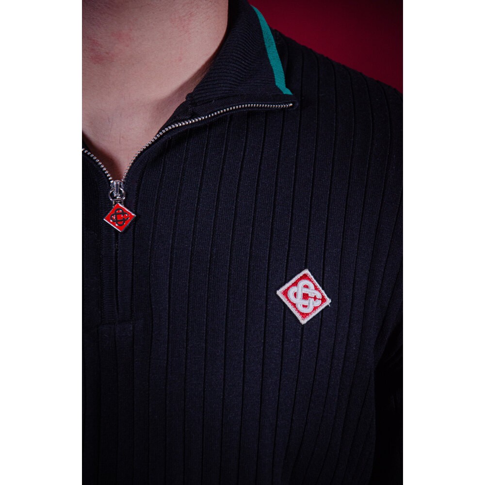 Amblem Logo Yarım Fermuarlı Erkek Polo T-shirt