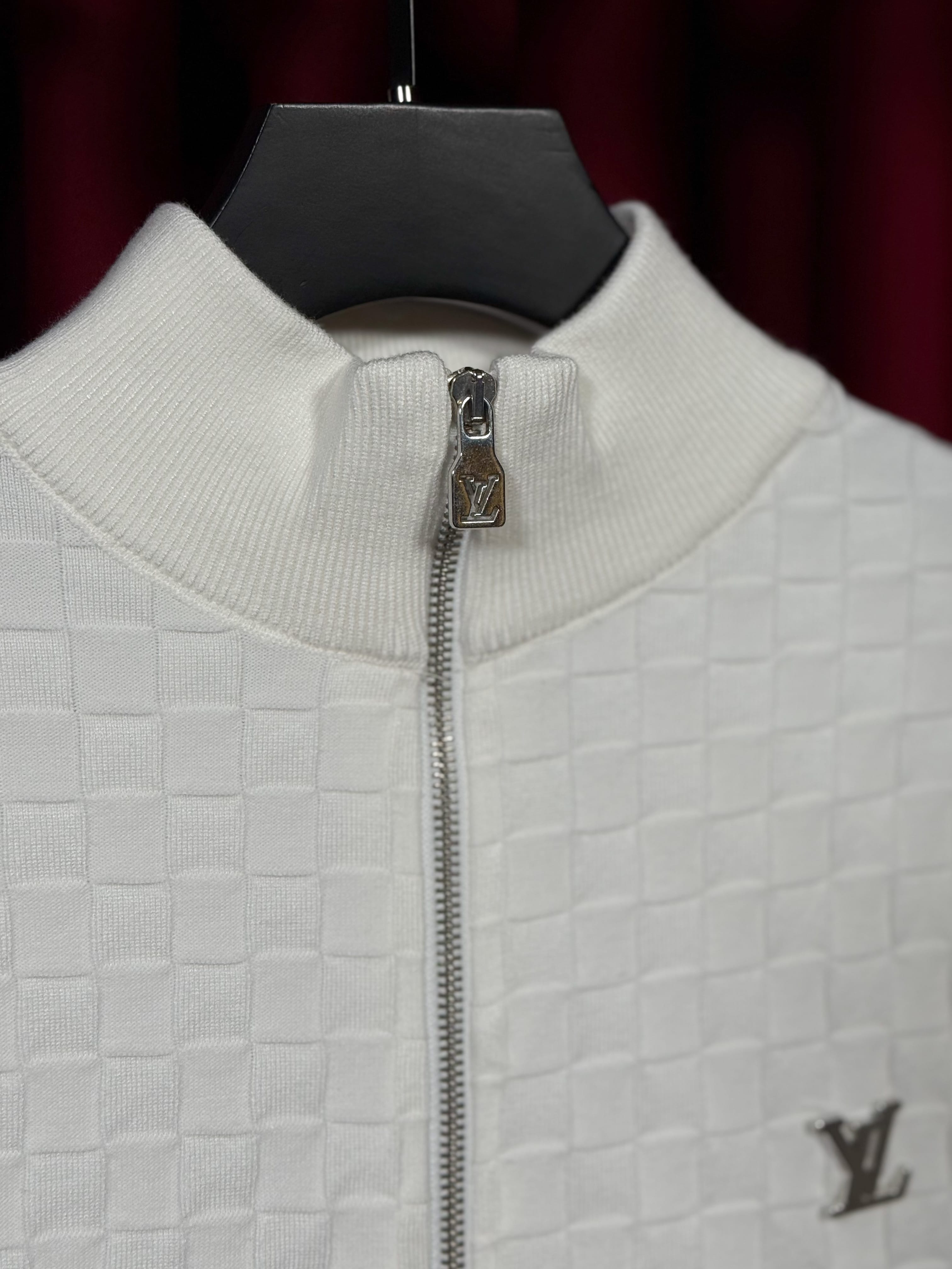 İthal Metal Logo Detaylı Tam Fermuarlı Erkek Triko Sweat