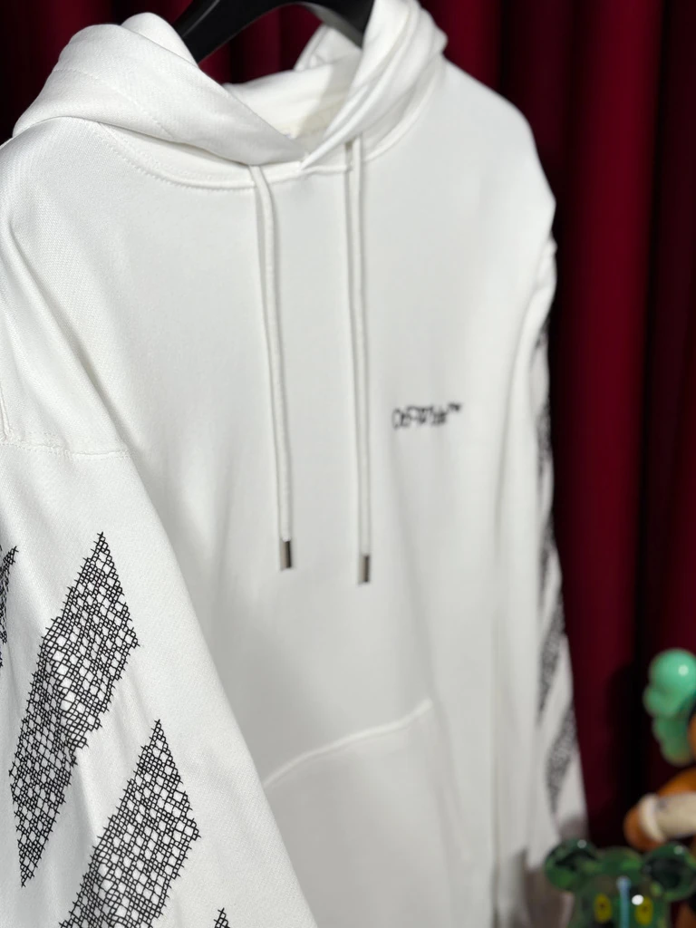 Beyaz Stripe Detaylı Oversize Hoodie