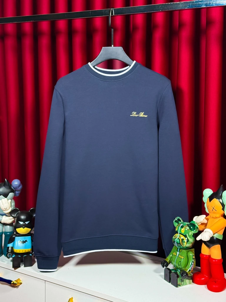 Signature Gold Logo Detaylı Lacivert Erkek Sweat