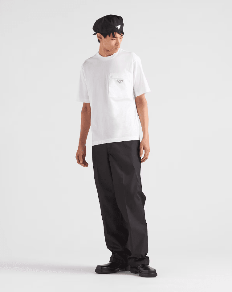 Paraşüt Cep Detaylı Beyaz Erkek T-shirt NW