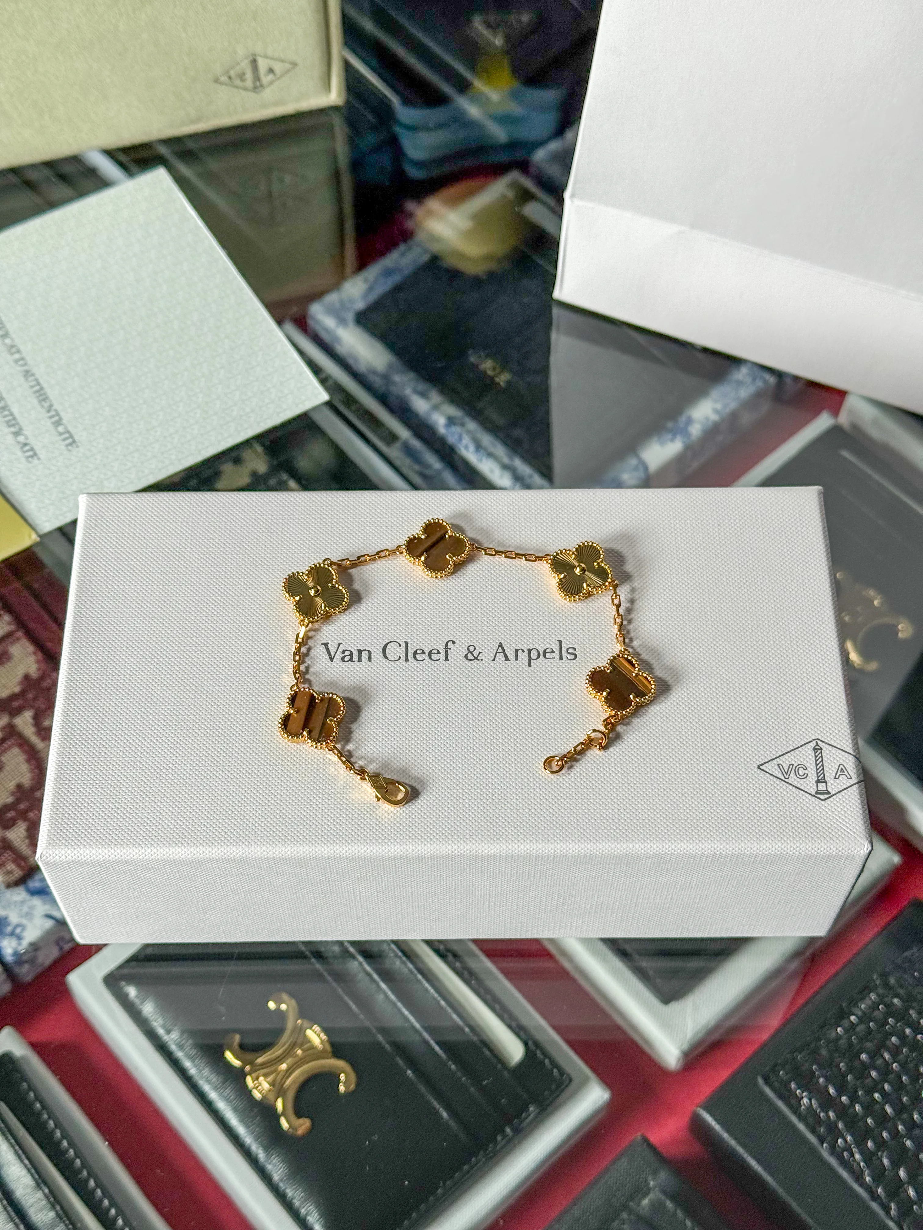 Gold Ahşap Taşlı Unisex Bileklik