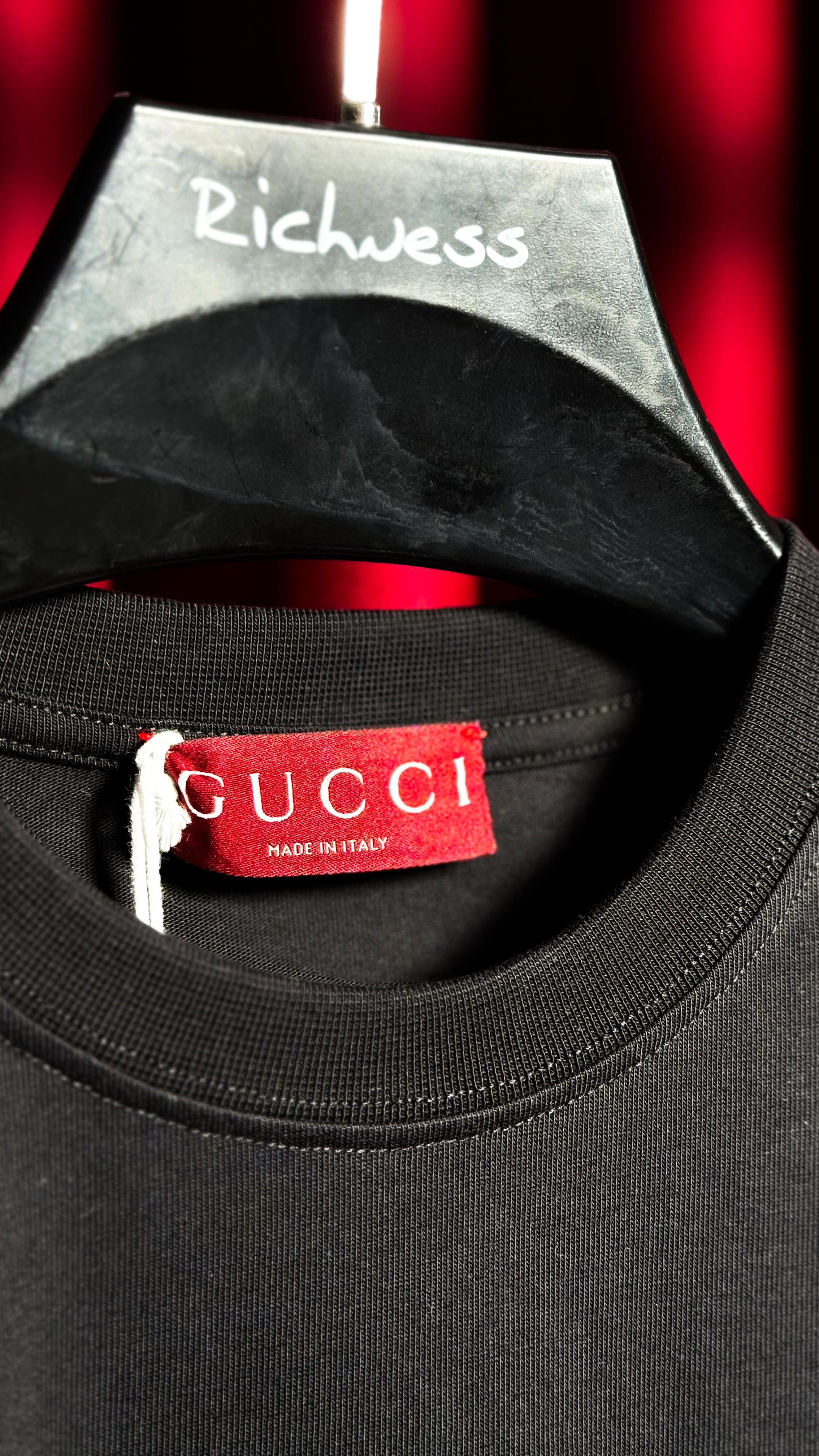 GG Nakış Logo Detaylı Siyah Erkek T-shirt