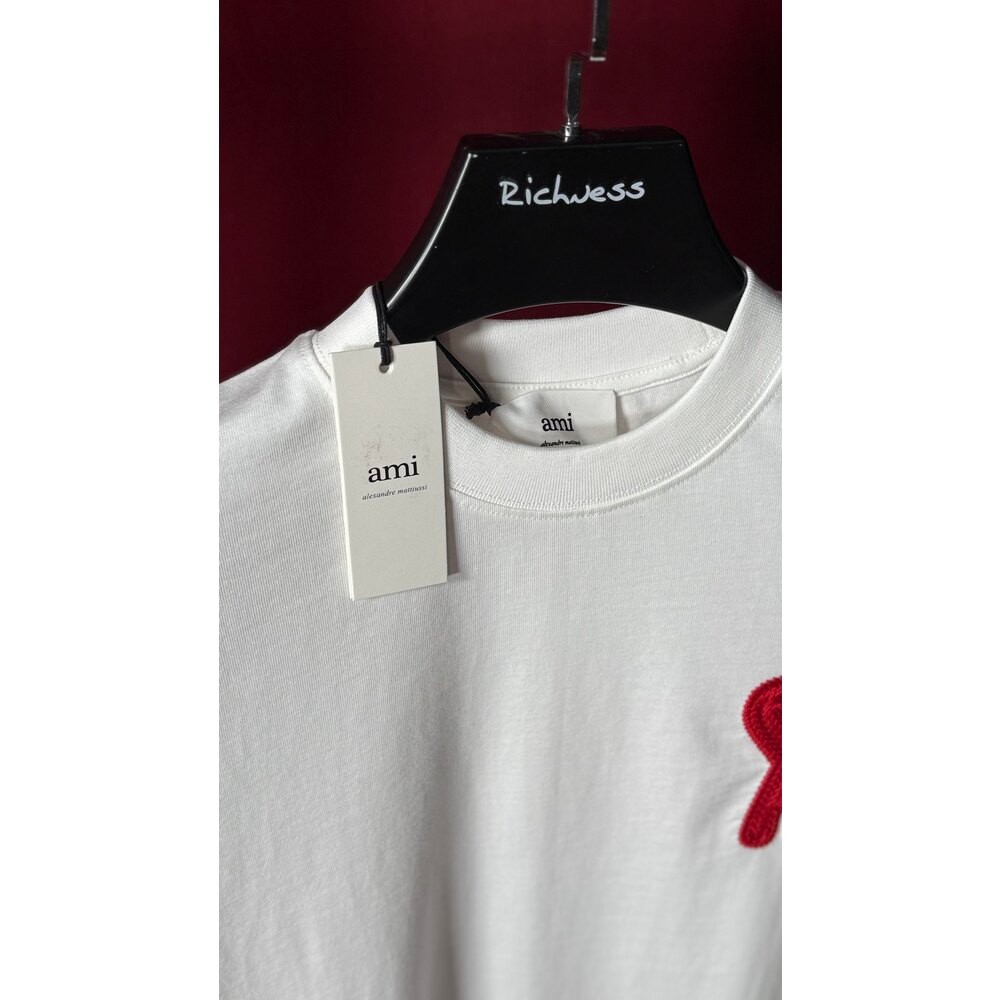 Kalp Logo Nakış İşlemeli Oversize Beyaz Erkek T-shirt NW