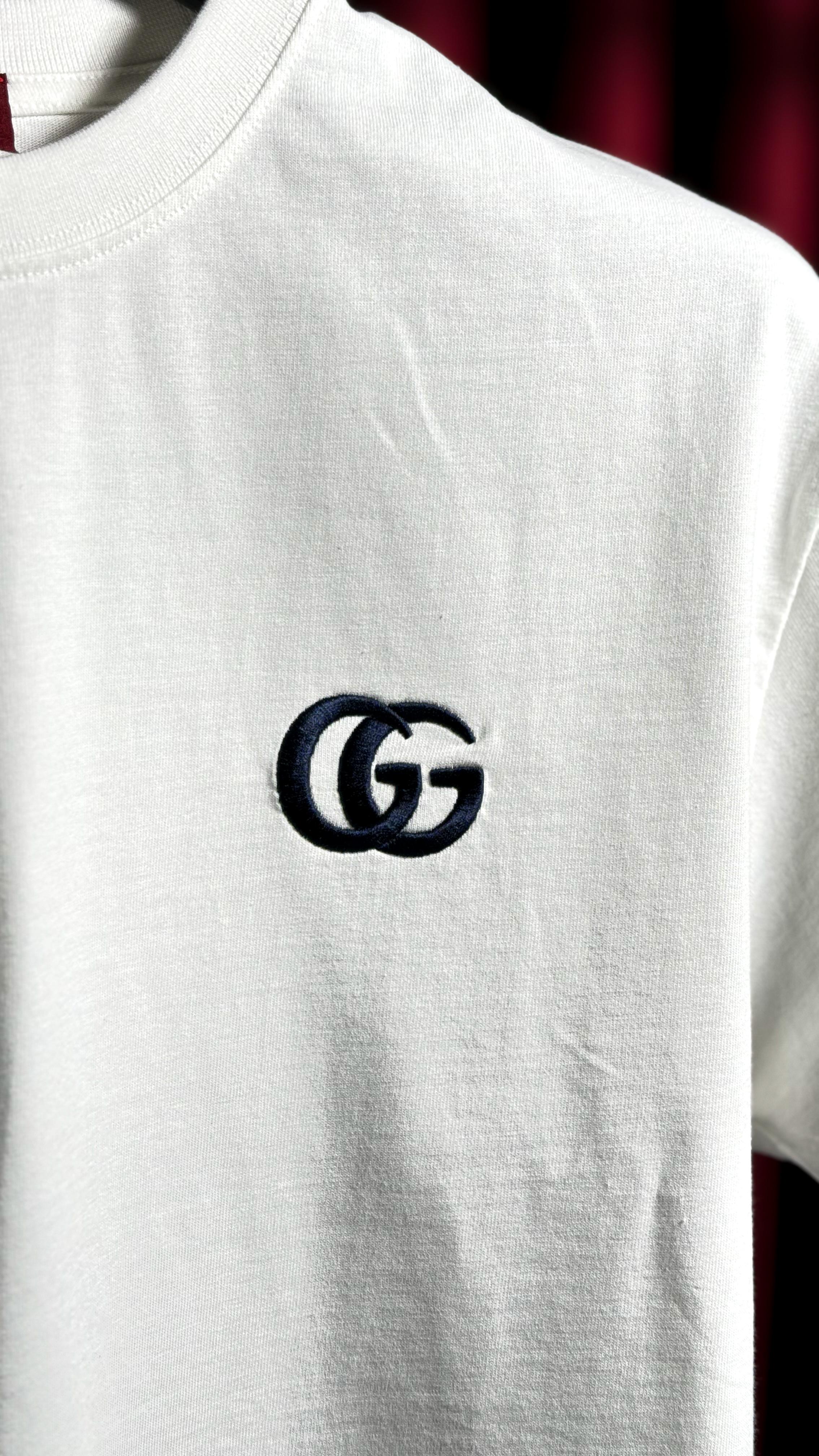 GG Nakış Logo Detaylı Beyaz Erkek T-shirt