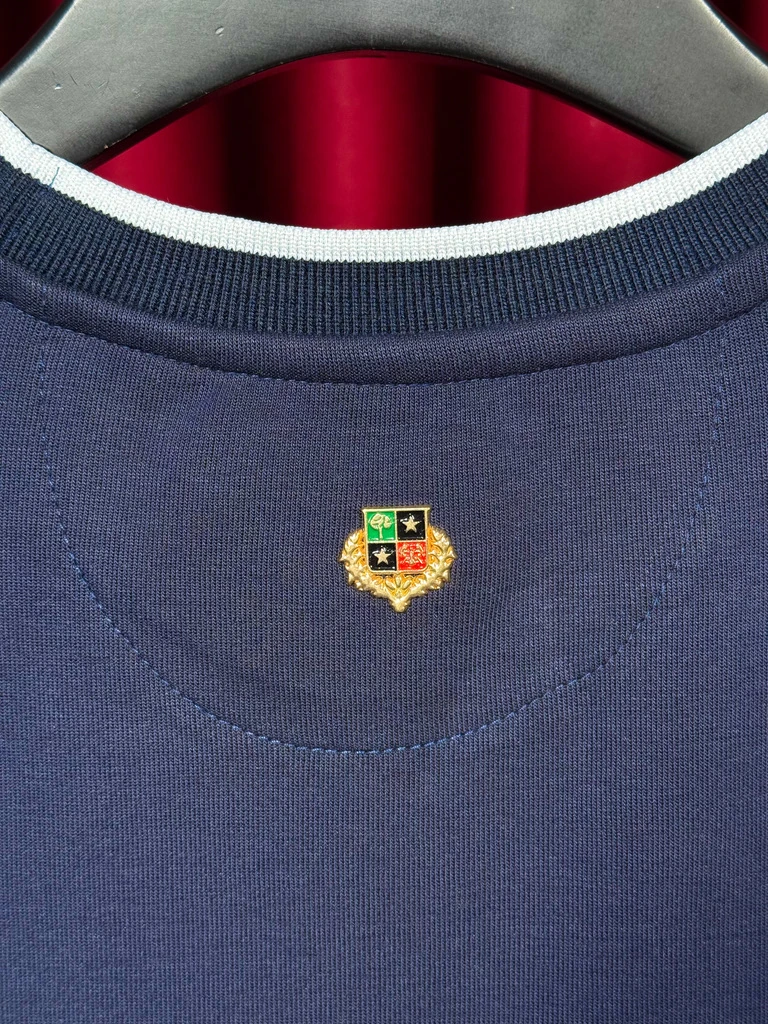 Signature Gold Logo Detaylı Lacivert Erkek Sweat
