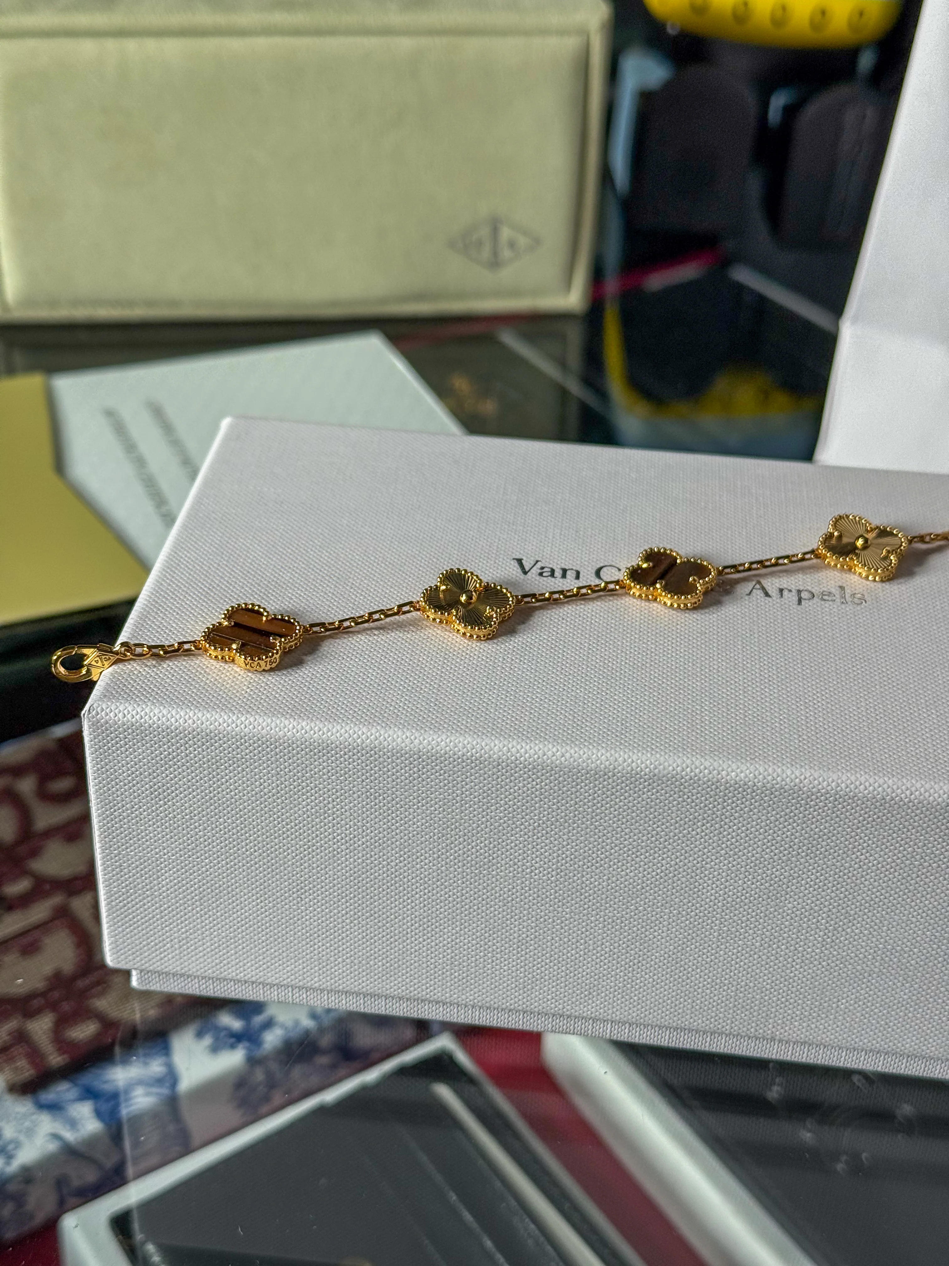 Gold Ahşap Taşlı Unisex Bileklik