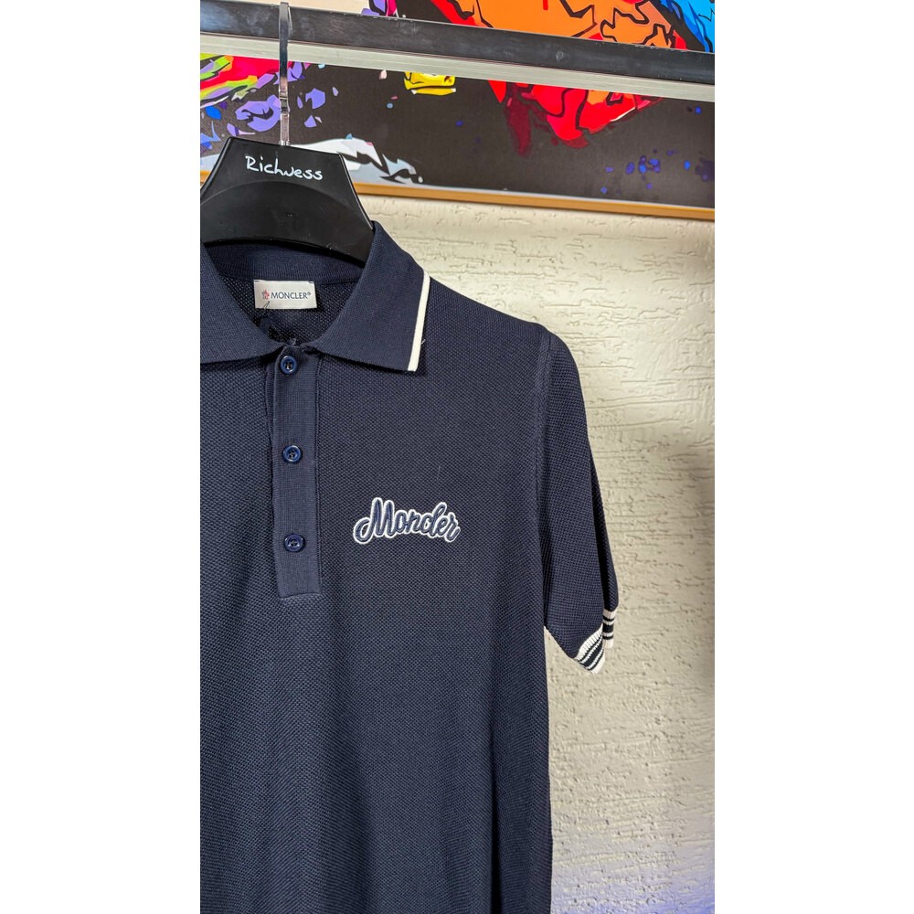 Lacivert Nakış Logolu Erkek Polo T-shirt