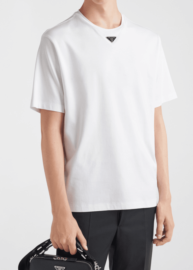 Göğüs Metal Logo Detaylı Erkek Beyaz T-shirt NW