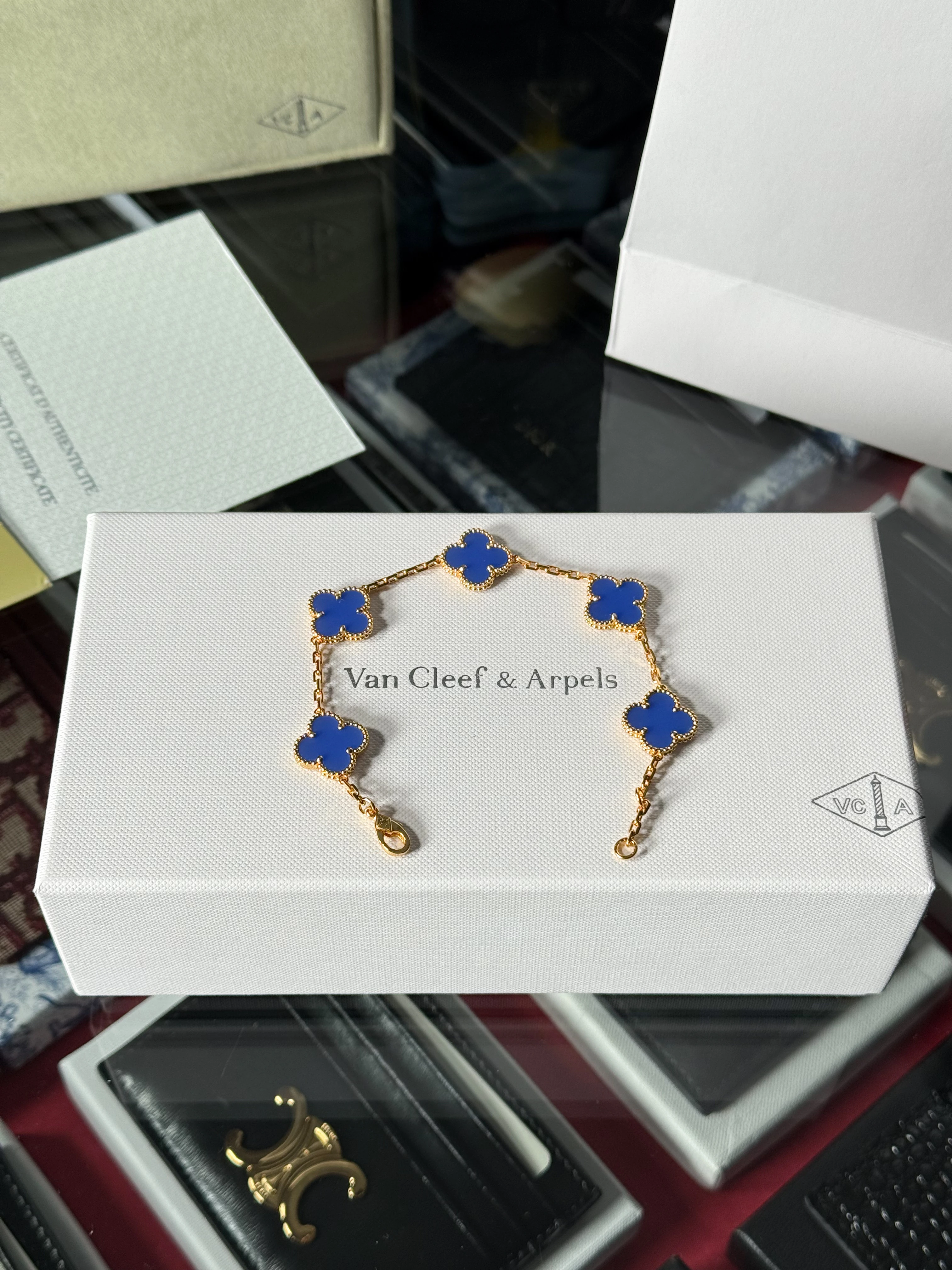 Gold Mavi Taşlı Unisex Bileklik