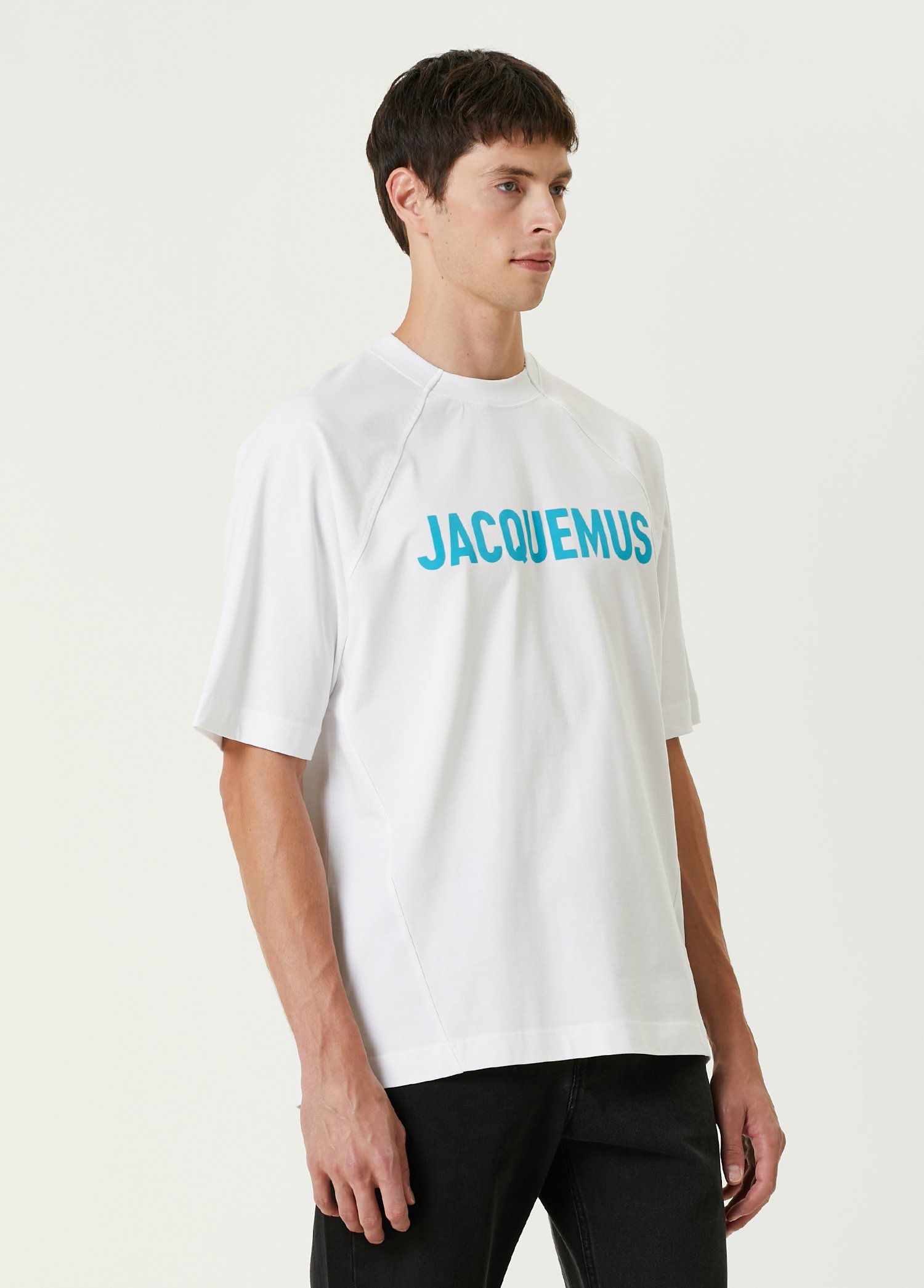 Logo Baskılı Oversize Beyaz Erkek T-shirt NW