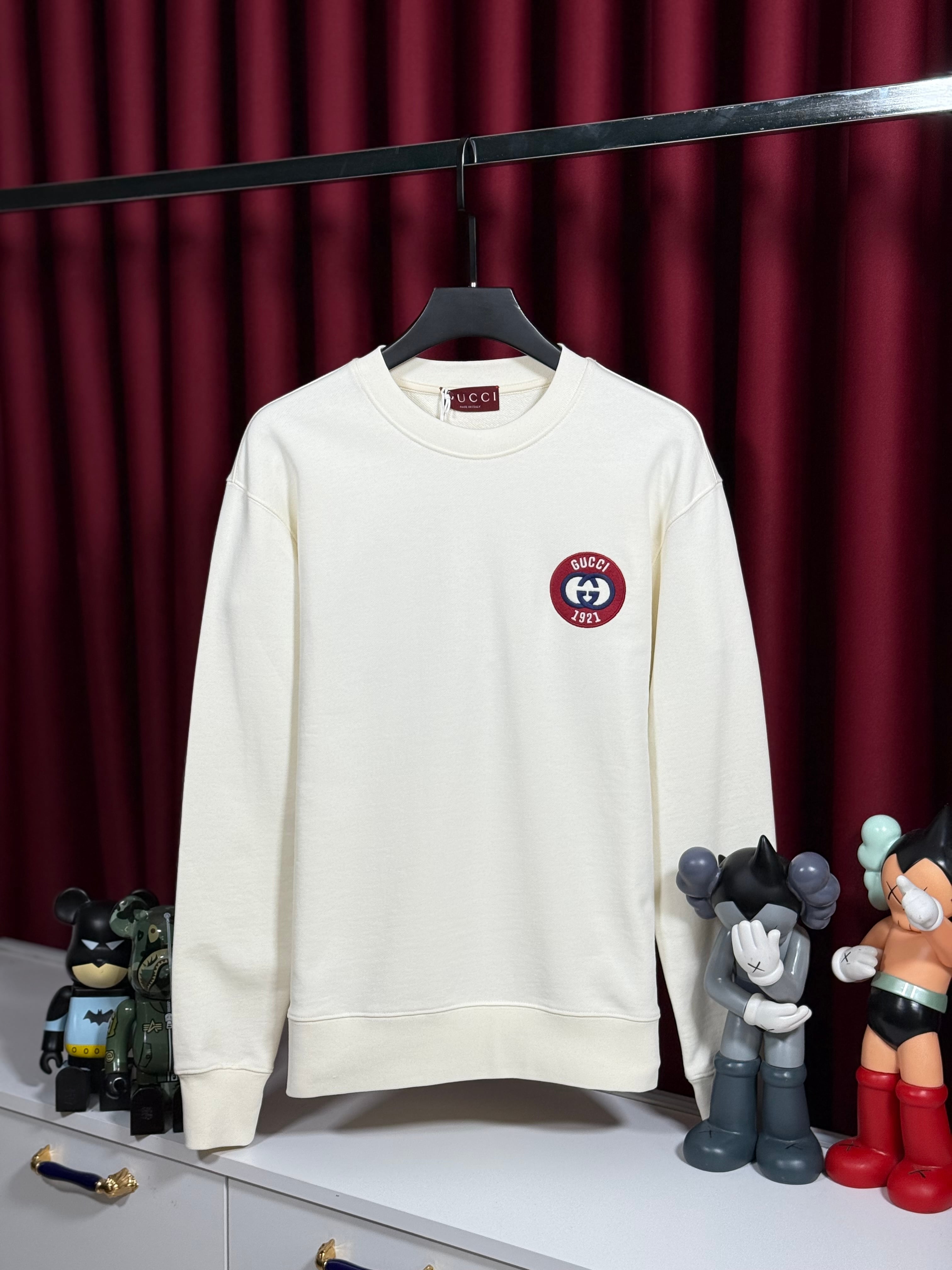 1921 Nakış Logo Detaylı Beyaz Erkek Sweatshirt