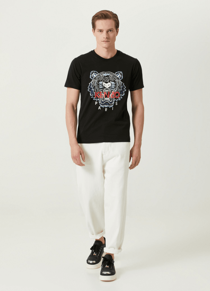 Kaplan Logo Detaylı Siyah Erkek T-shirt NW