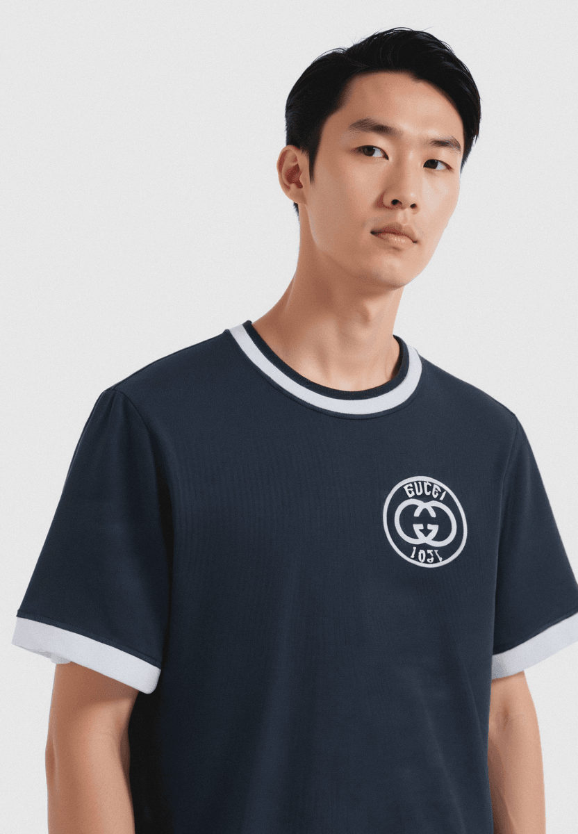1921 Nakış Logo Detaylı Mavi Erkek T-shirt NW