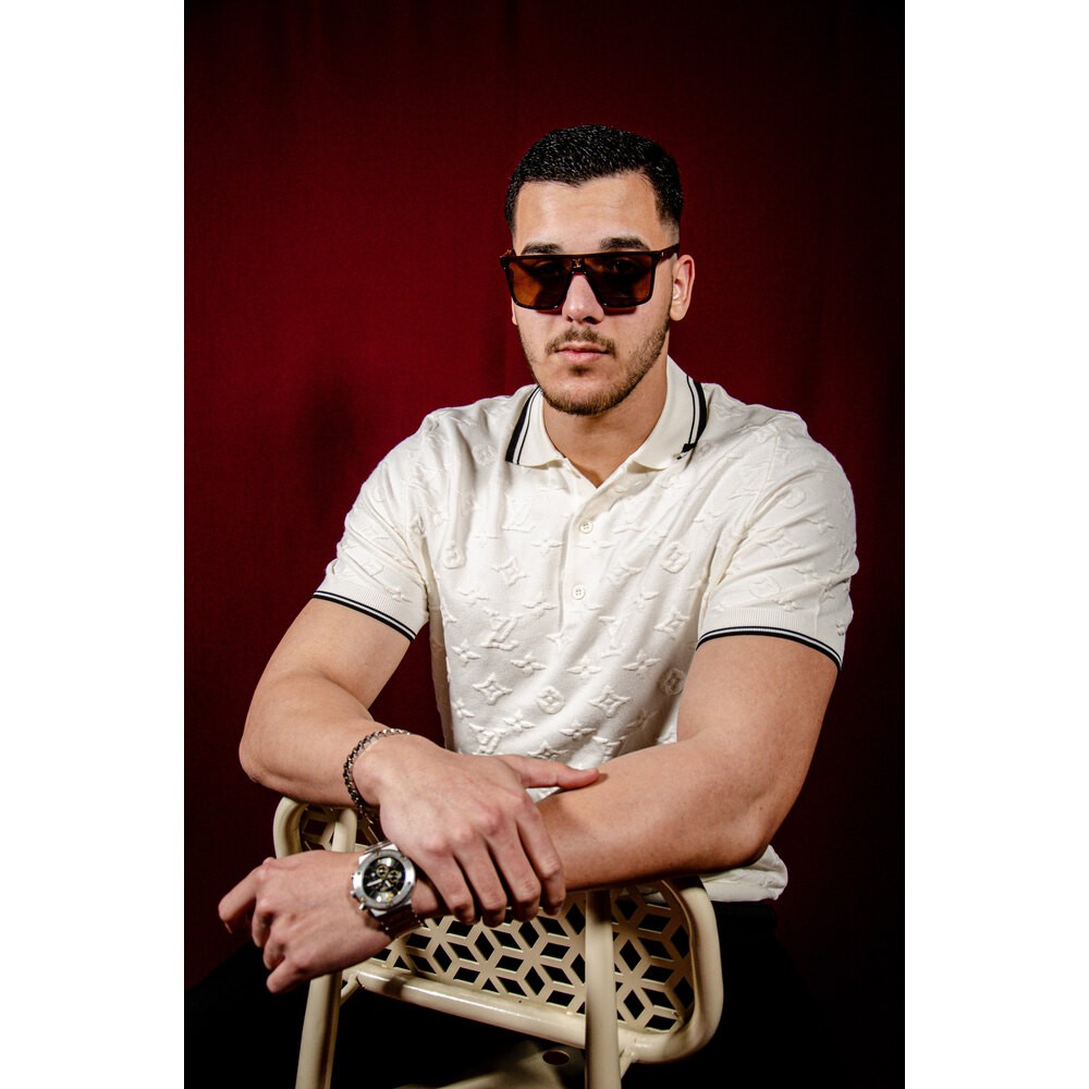 Monogram Detaylı Erkek Triko Polo T-shirt