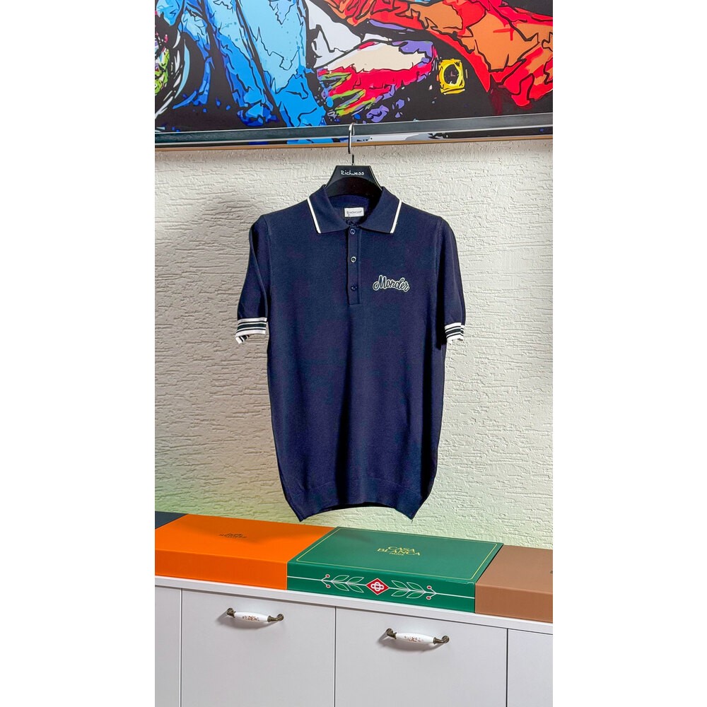 Lacivert Nakış Logolu Erkek Polo T-shirt