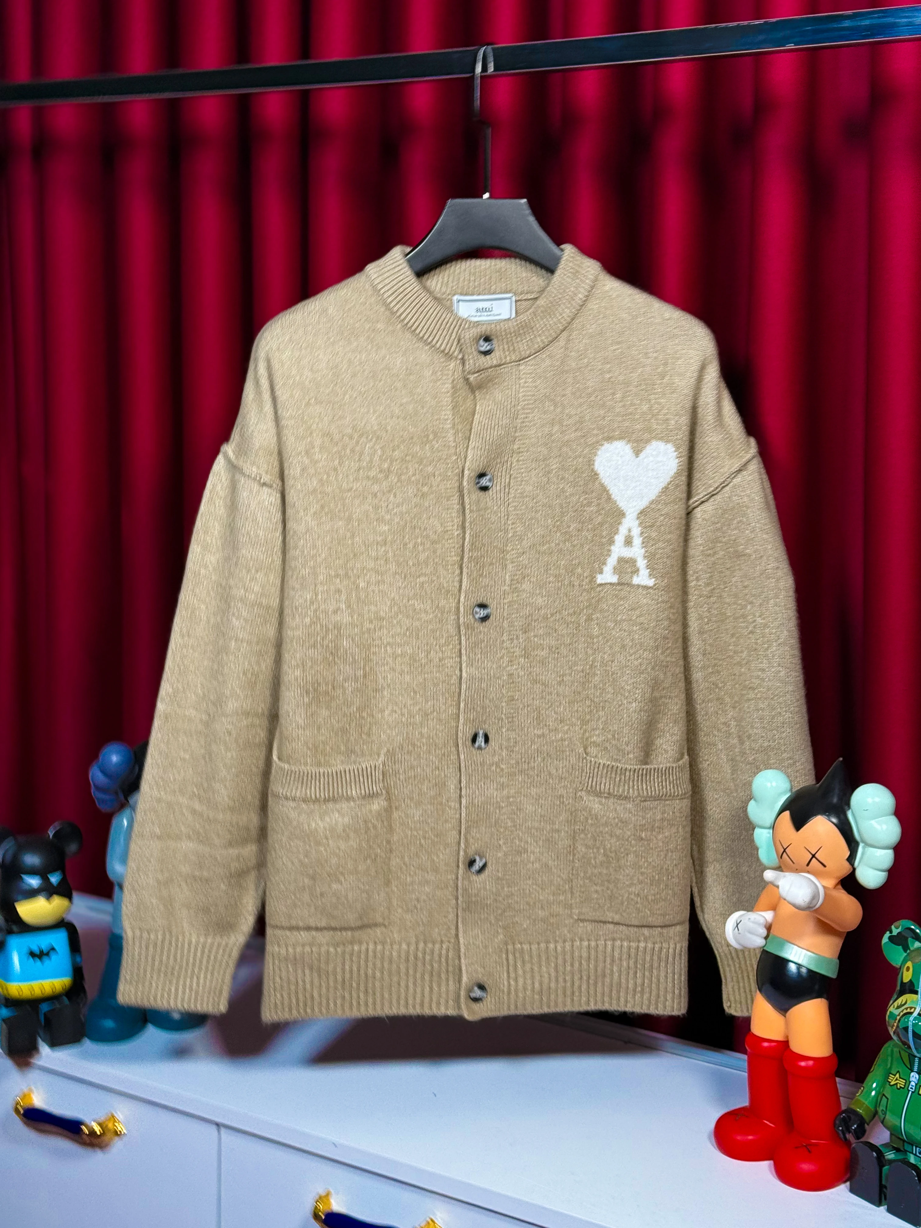 Erkek Sütlü Kahve Oversize Hırka - A Patch Detaylı