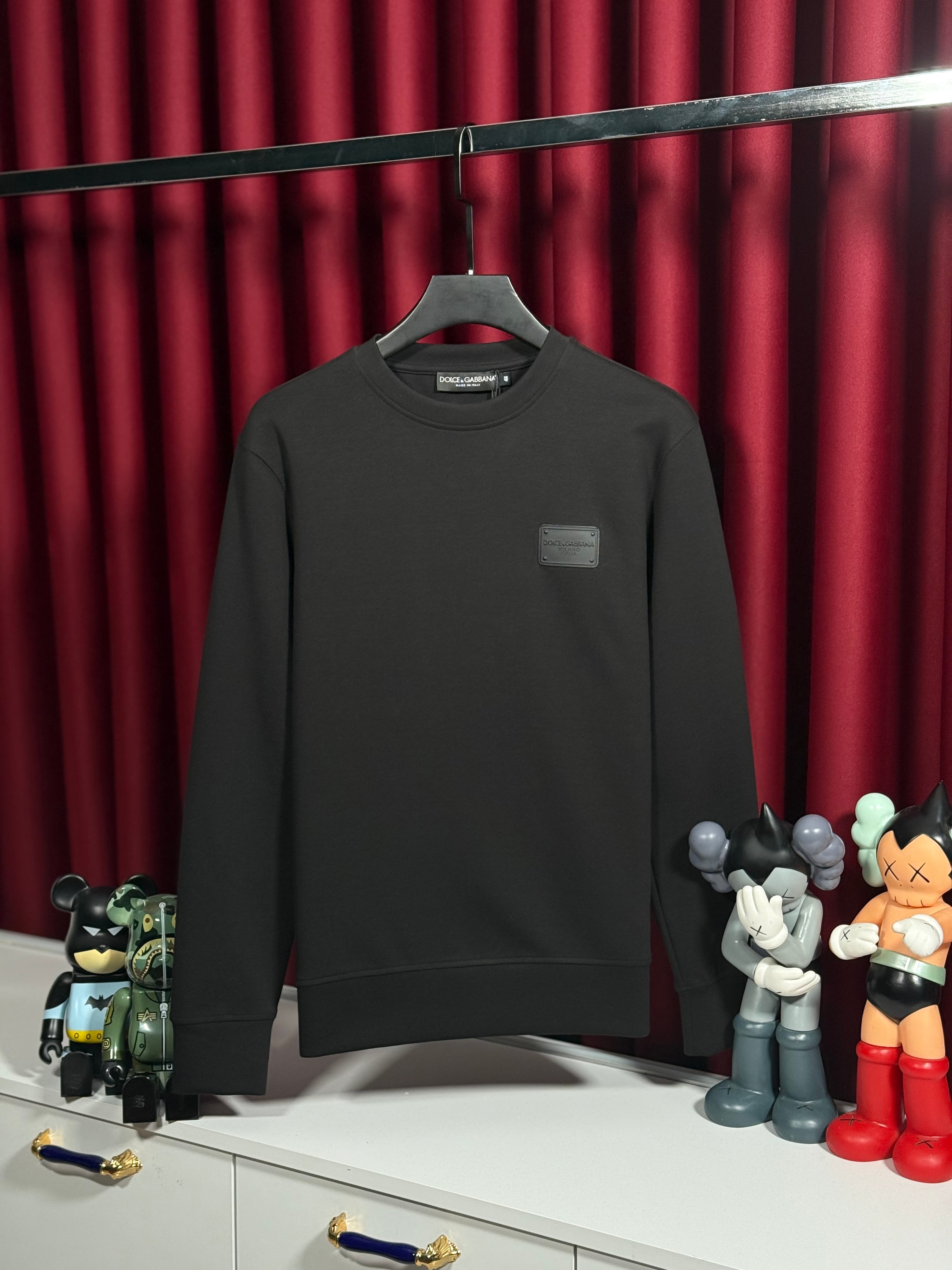 Göğüste Baskı Logo Detaylı Siyah Erkek Sweatshirt 