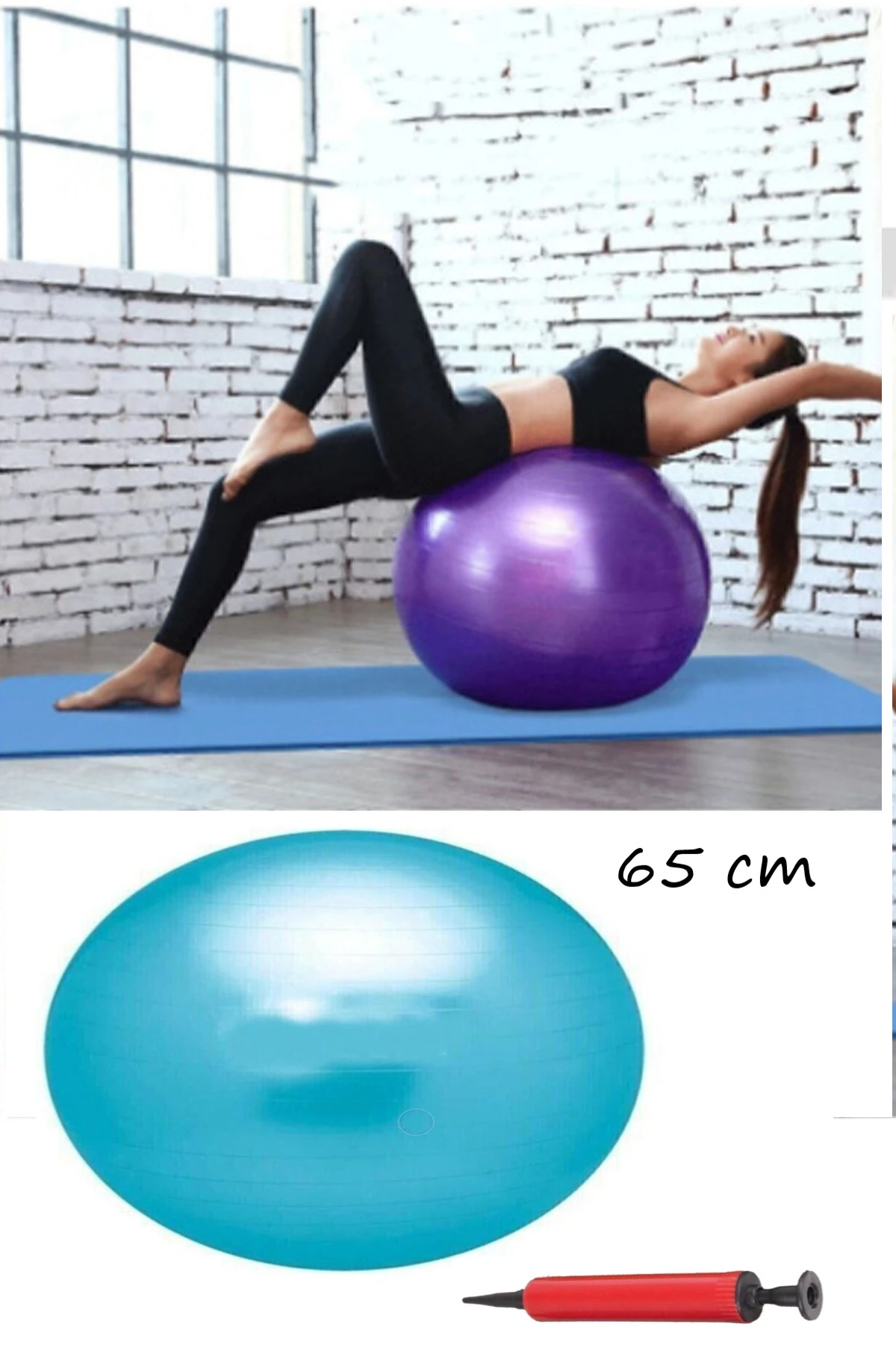Pilates Egzersiz Topu 65 Cm - Pompa Dahil