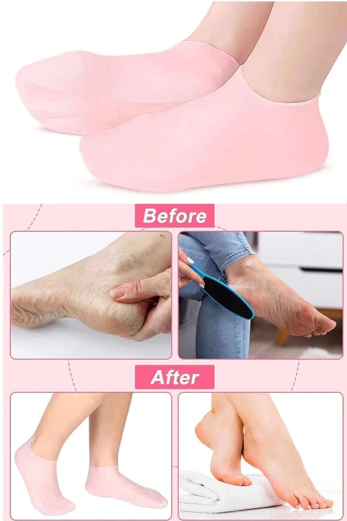 Silikon Ayak Bakım Çorabı Nemlendirici Jel Çorap Çatlak Önleyici Ölü Deri Atıcı Çorap Ayak Bakımı
