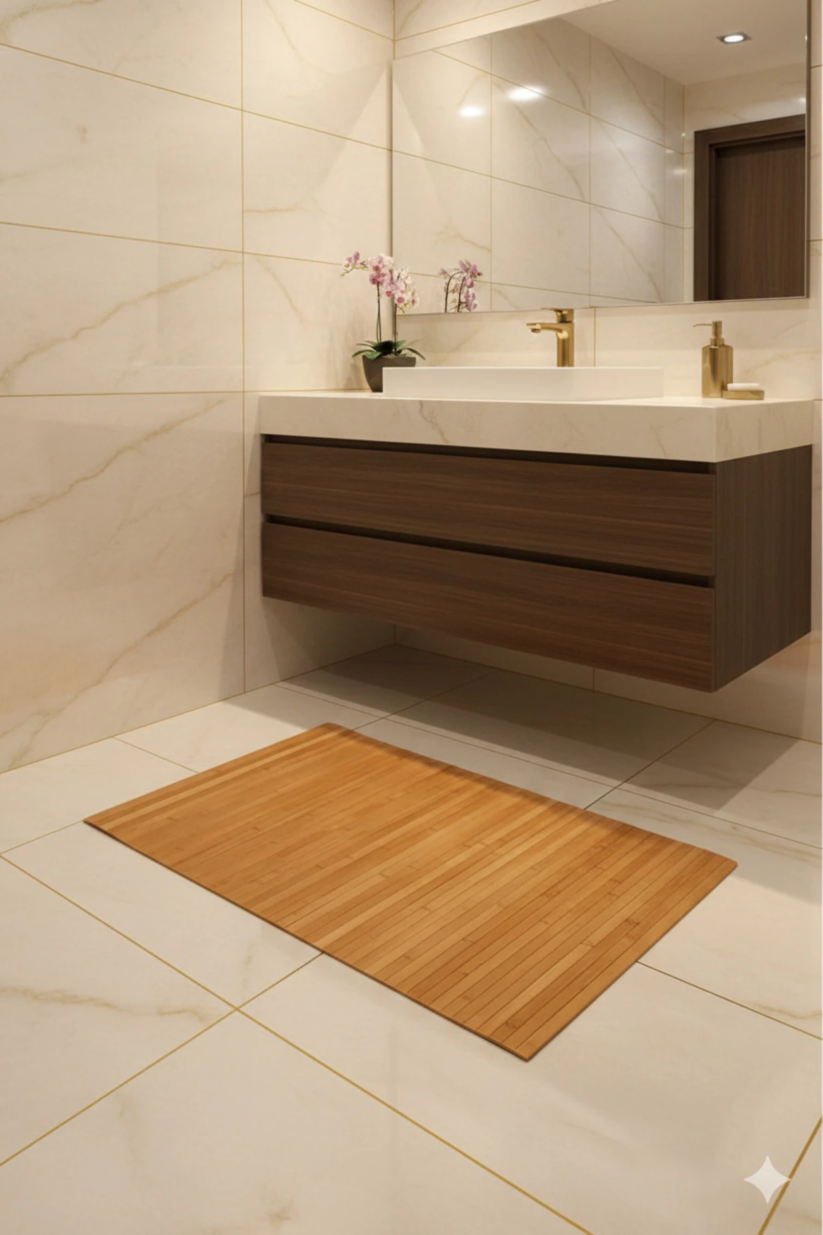 Bambu Banyo Paspası Kaydırmaz Tabanlı Katlanabilir Koku Yapmaz Paspas Çamaşır Makinası Üstü