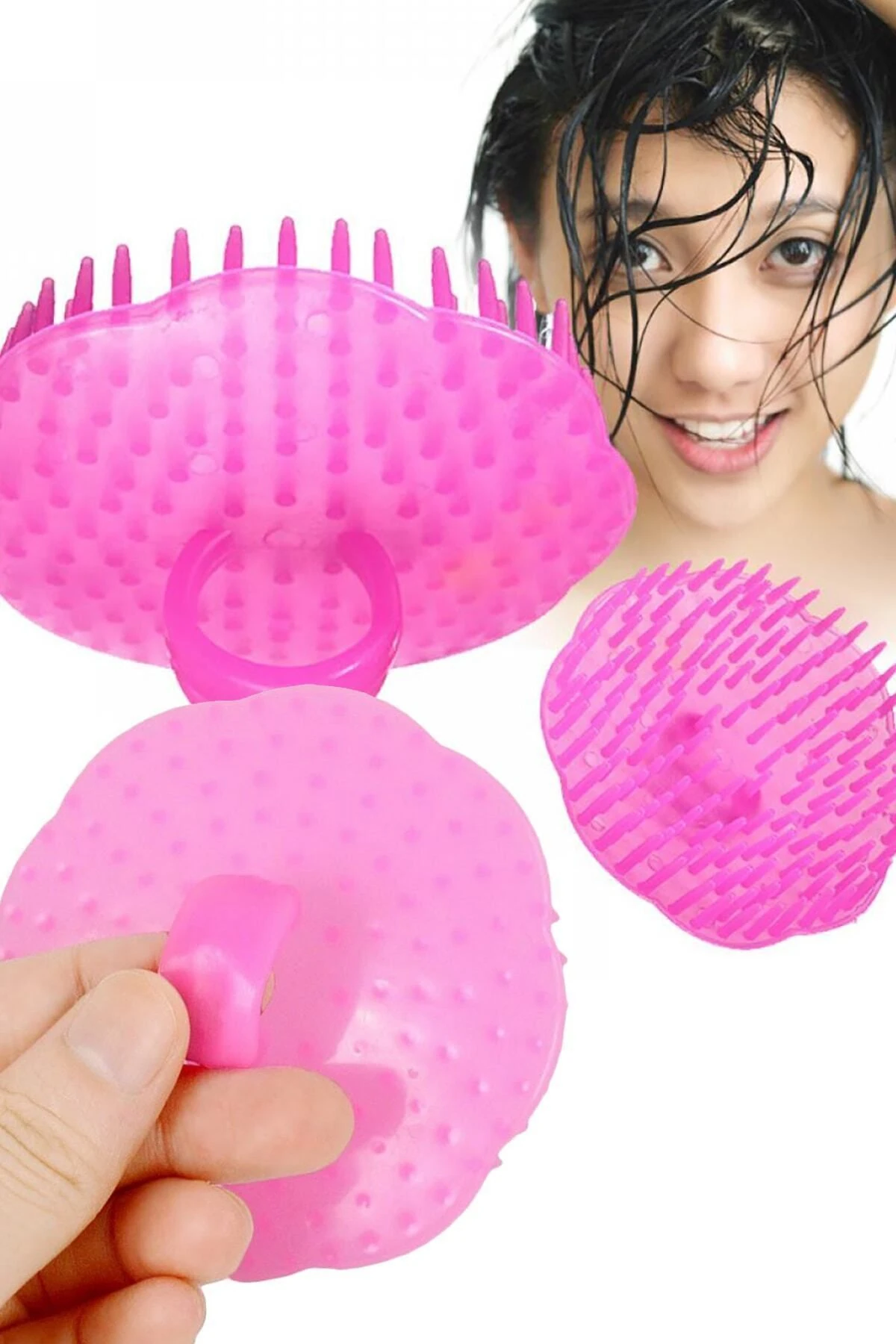 2'li Saç Yıkama Fırçası Ve Kafa Derisi Masaj Fırçası Saç Masaj Fırçası