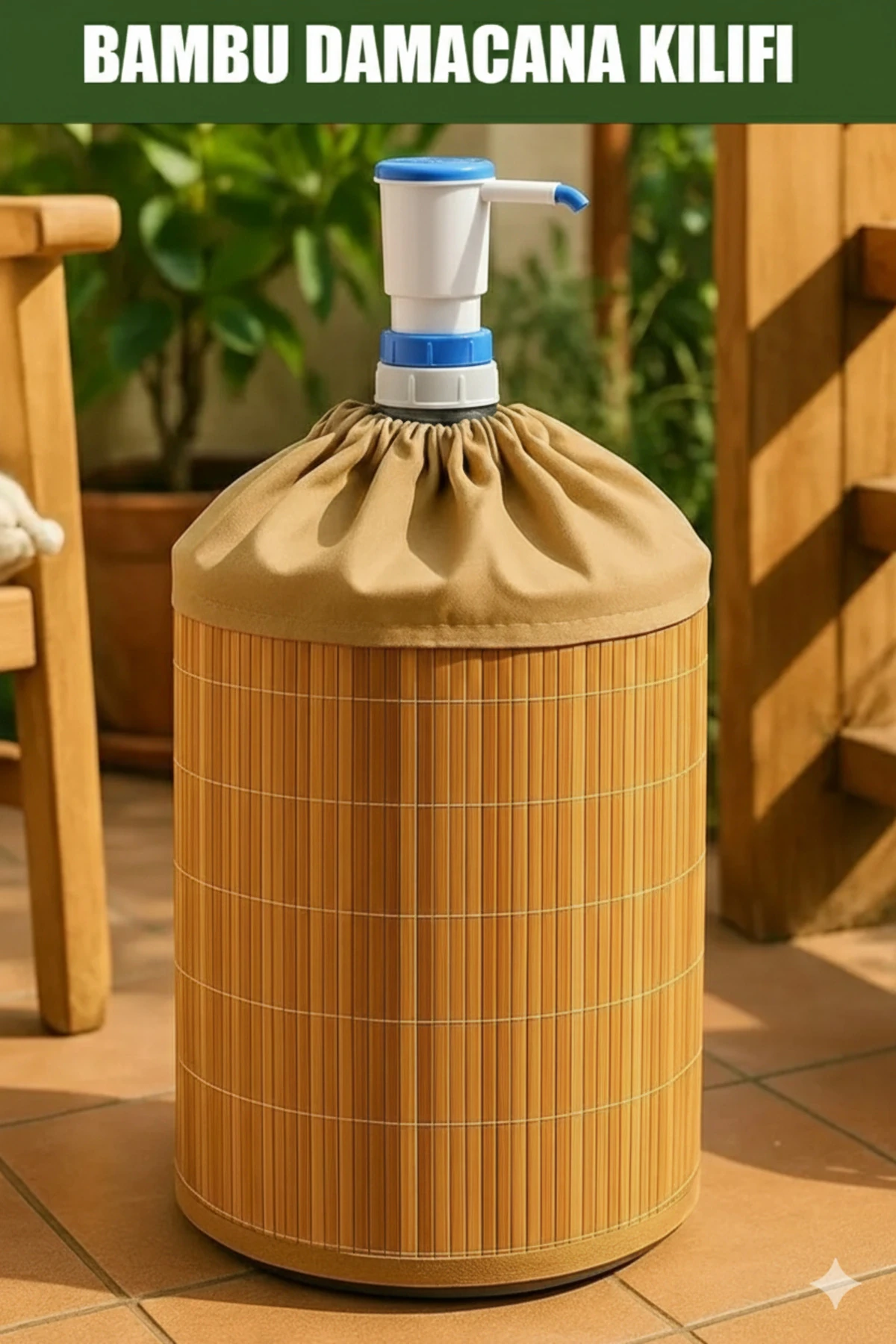 Bambu Hasır Damacana Kılıfı Su Sebili Kılıfı Katlanabilir Doğal Bambu