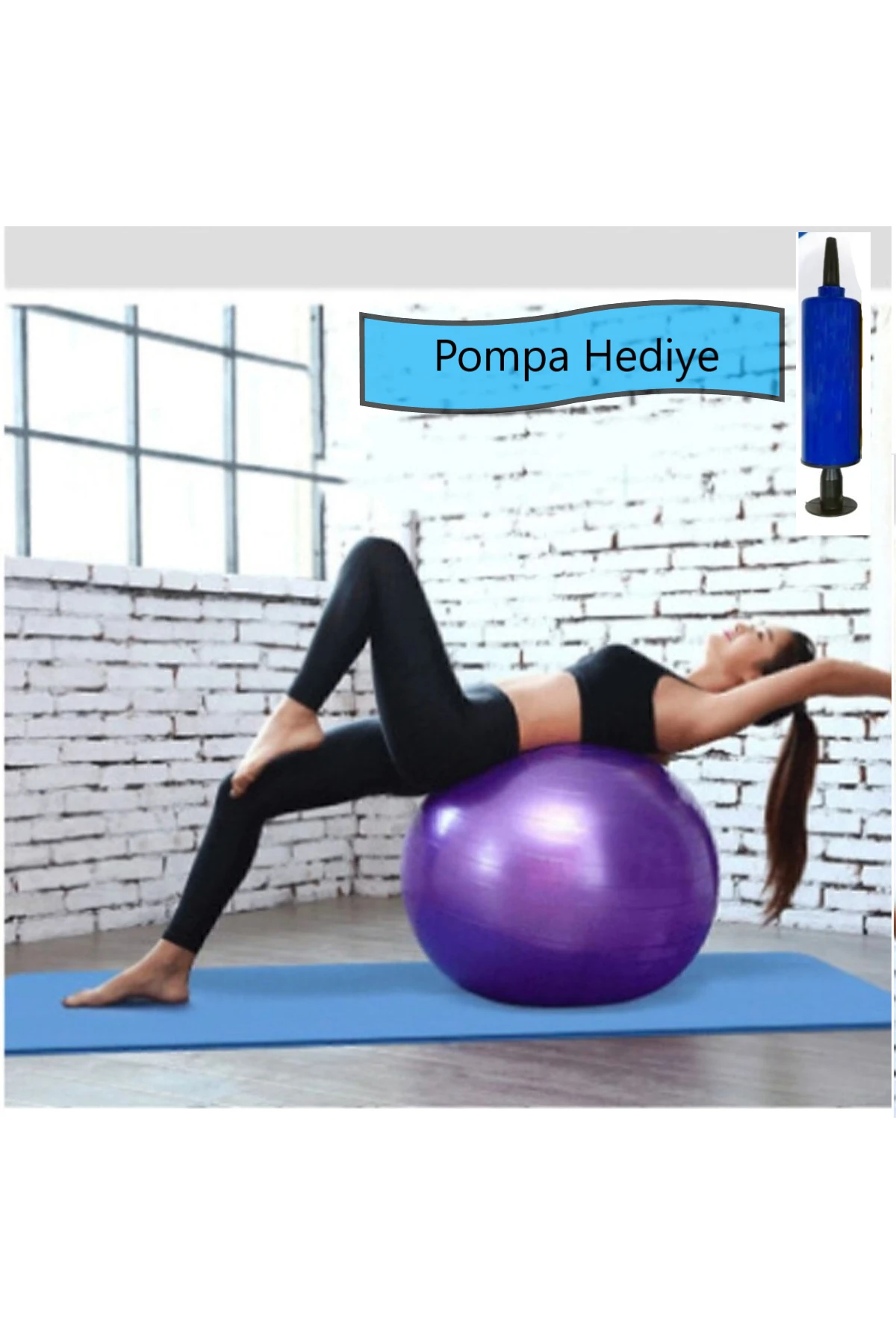 65 Cm Pilates Topu + Pompa Plates Topu Denge Topu Yoga Spor Egzersiz Top Jimnastik Fitness Topu