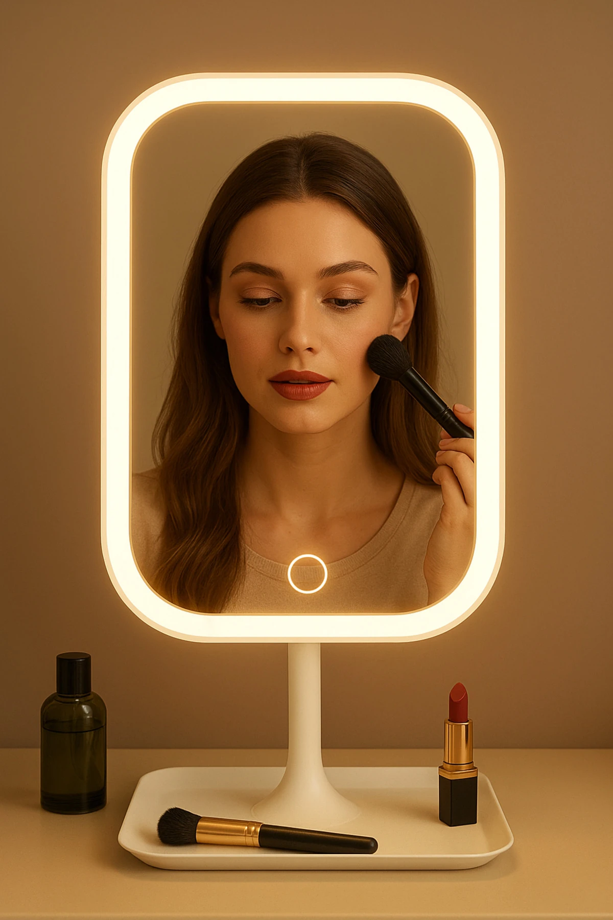 Led Işıklı Makyaj Aynası Şarjlı Dikdörtgen Ayna Şarjlı