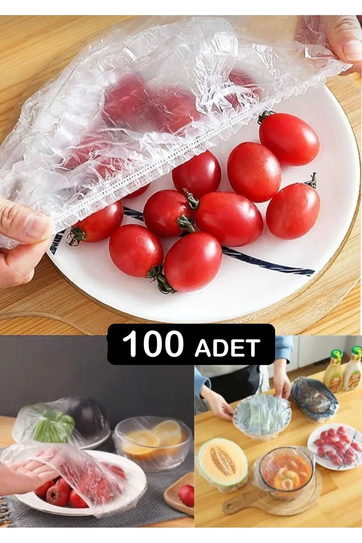 100 Adet Pratik Tazeliği Koruyan Tencere ve Tabak Bonesi | Çok Amaçlı Kapak Gıda Bonesi Poşet