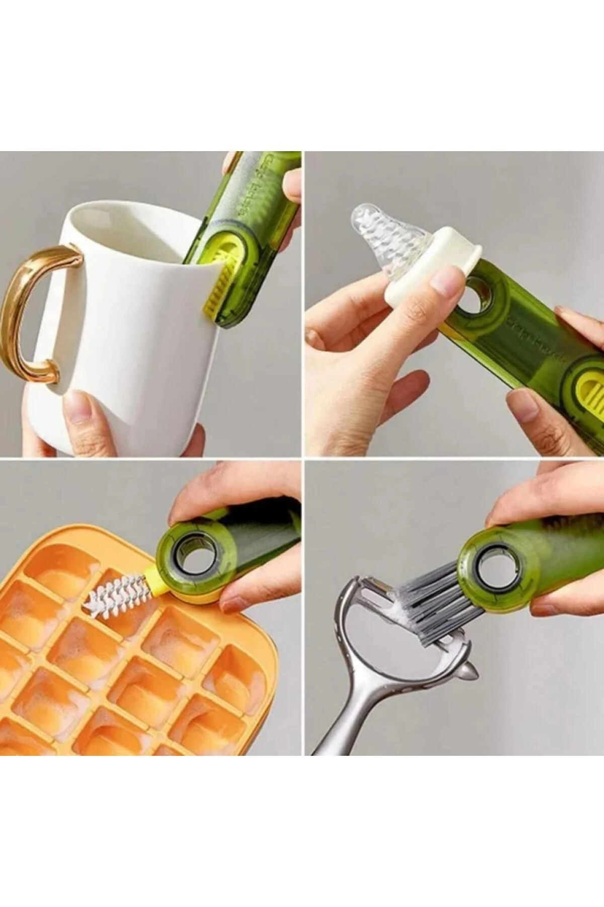 3 Fonksiyonlu Bardak Temizleme Fırçası Biberon Fırçası Çok Amaçlı Mutfak Temizlik Fırçası