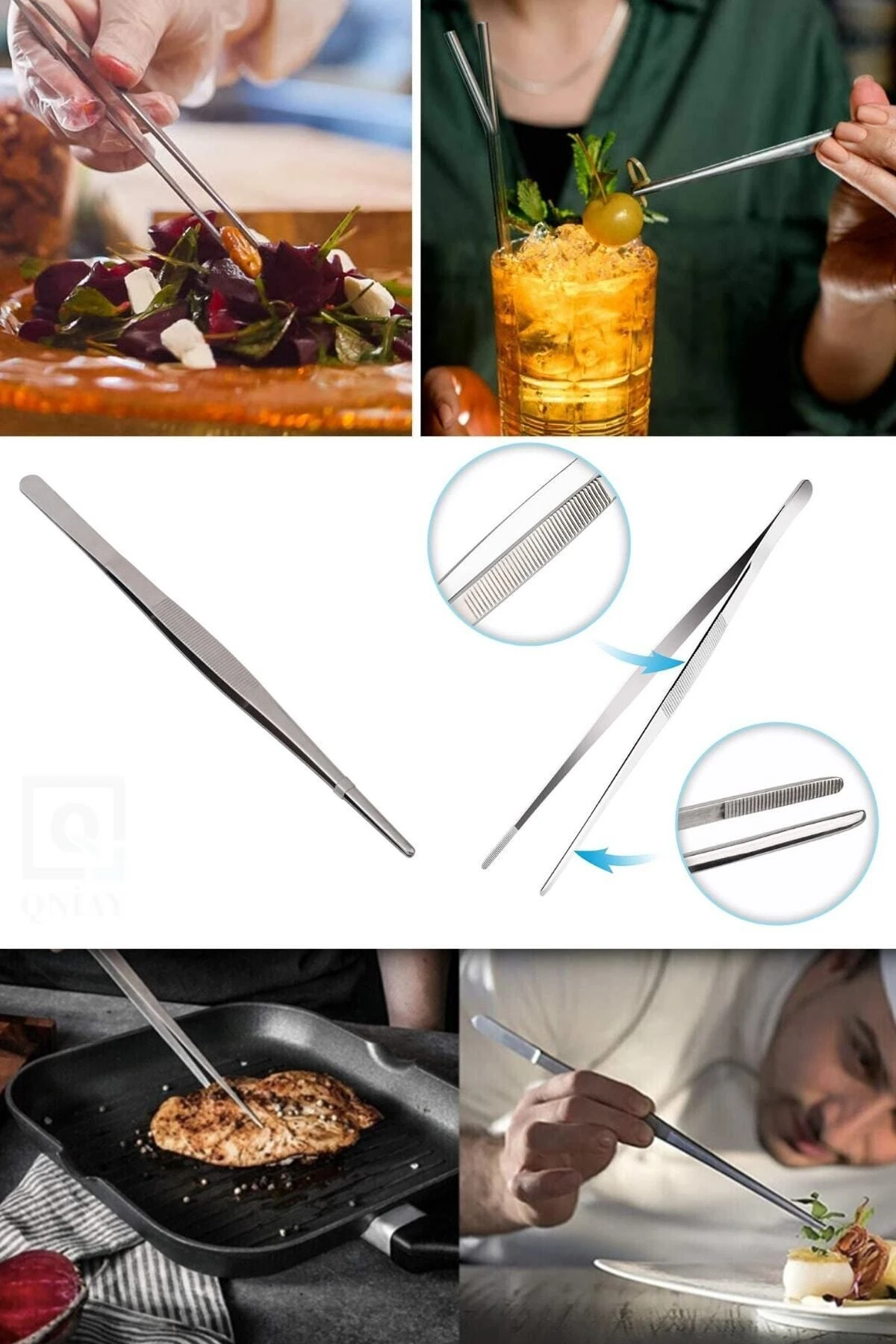 Lüx Masterchef Pratik Cımbız Maşa Pişirme Cımbızı Çelik Maşa 30 Cm | Profesyonel Şef Sunum Cımbızı