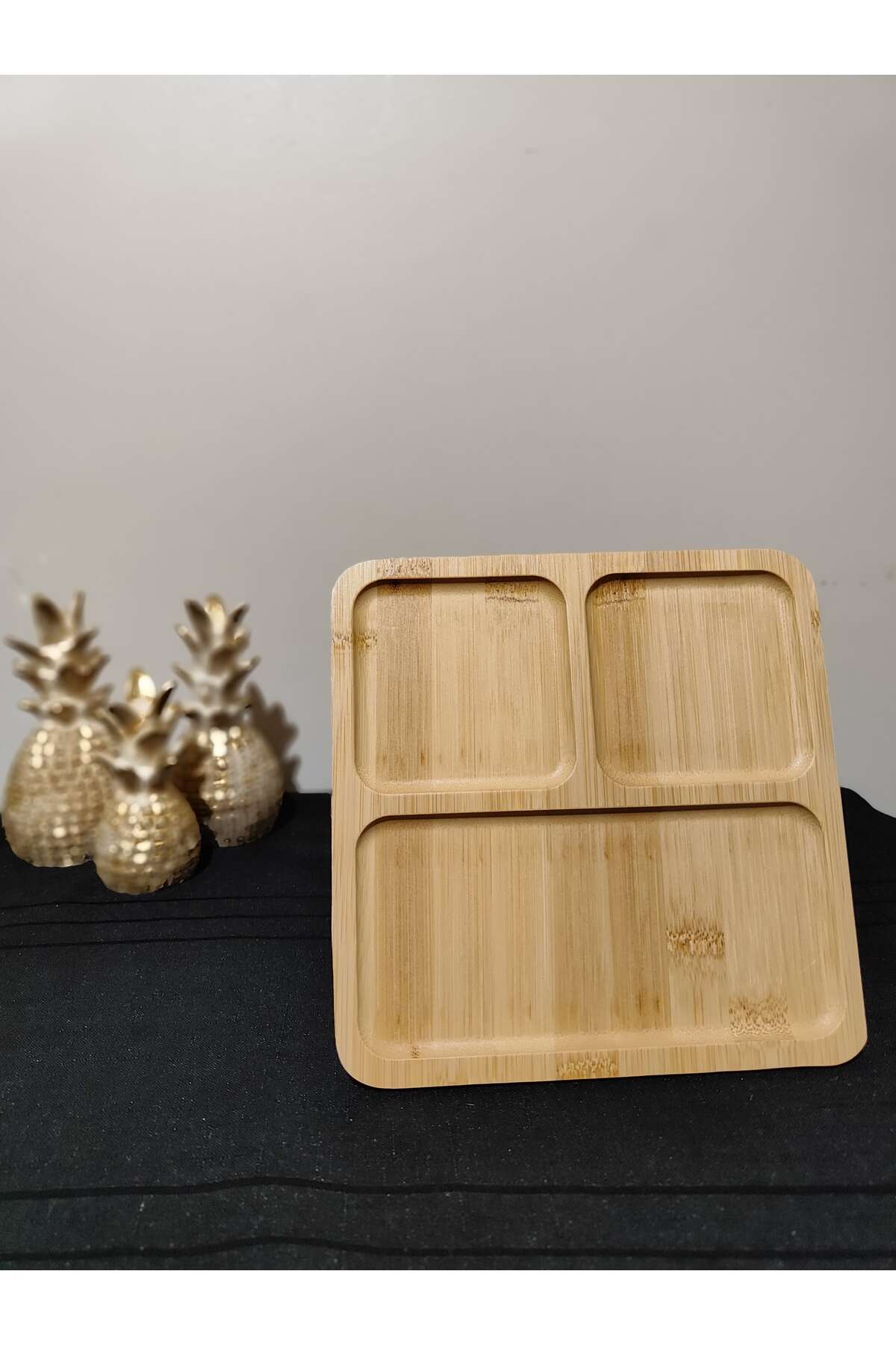 Bambu Sunumluk Kahvaltılık Çerezlik, Kare Bölmeli Bambu Çerezlik Bölmeli Bambu Kahvaltılık